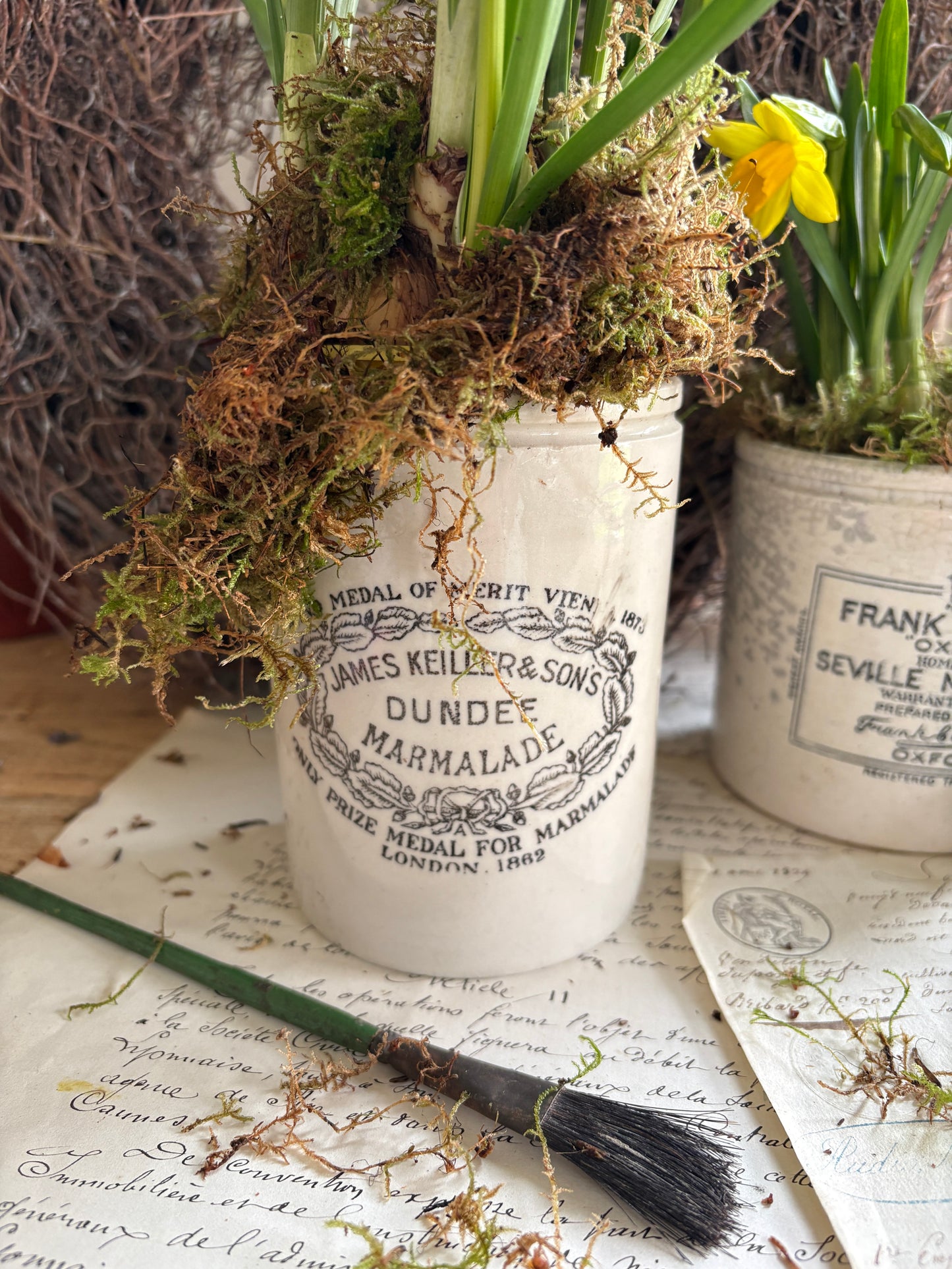Set of Three Vintage Marmalade Earthenware Pots