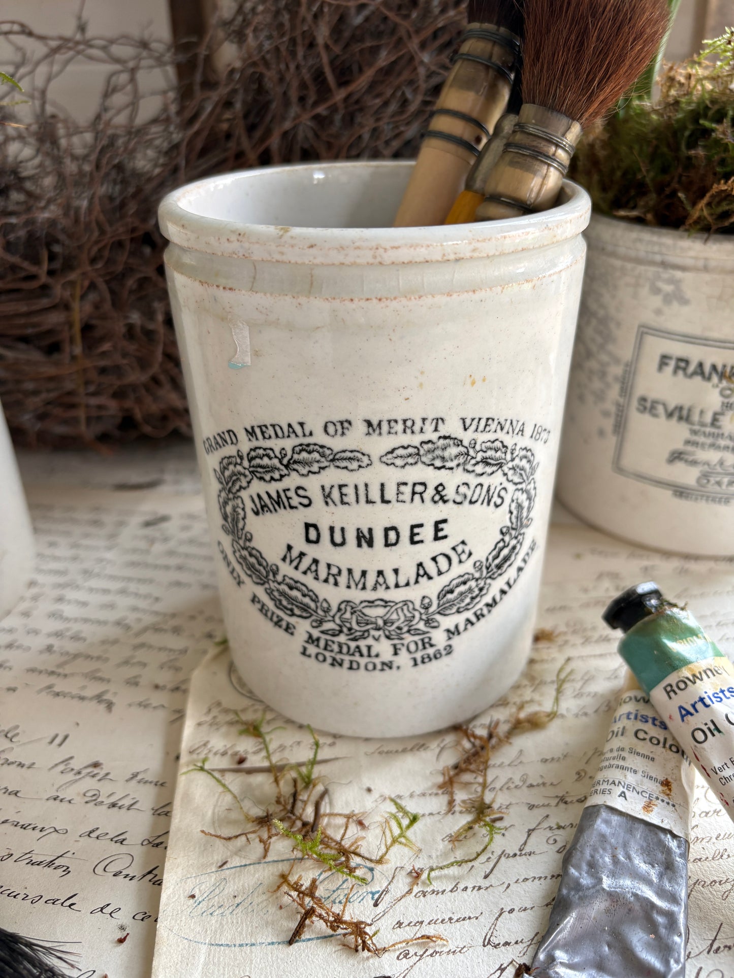 Set of Three Vintage Marmalade Earthenware Pots