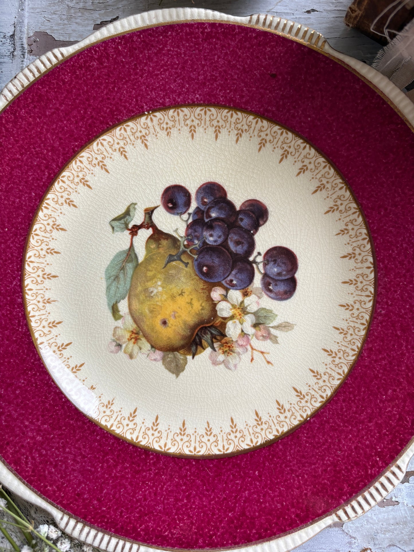 Antique Burleigh Ware Dinner Plates with Fruit Designs