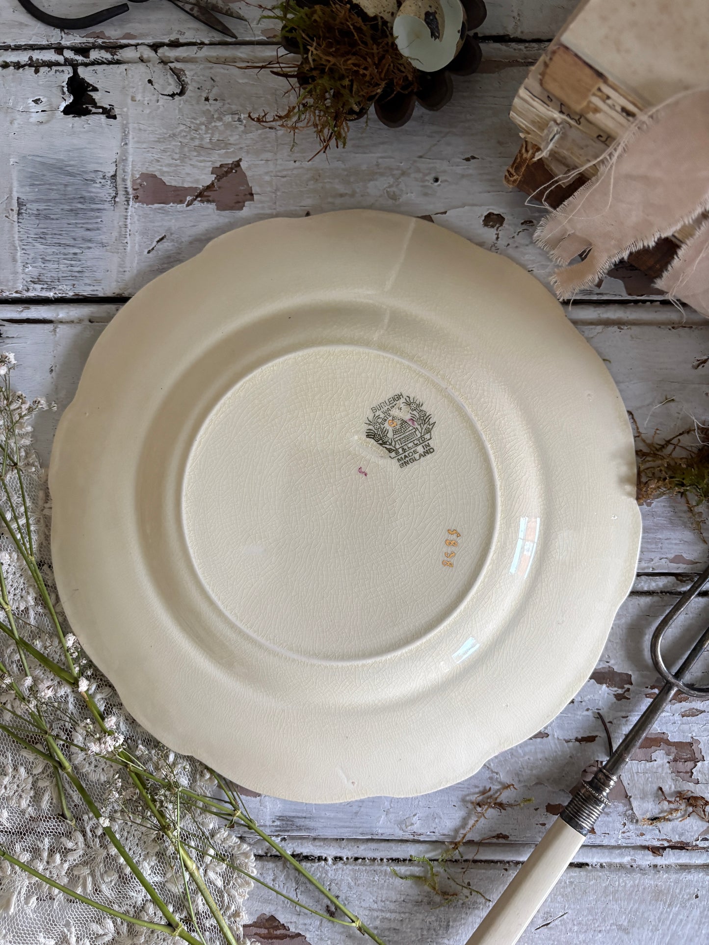 Antique Burleigh Ware Dinner Plates with Fruit Designs