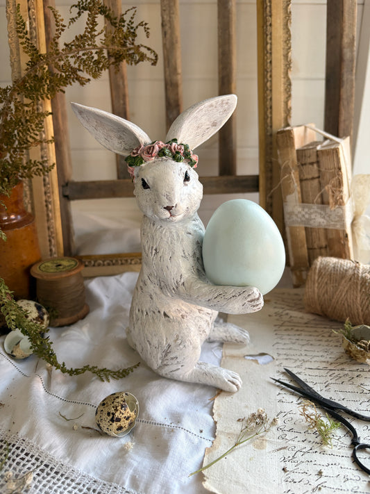 Large White Resin Rabbit