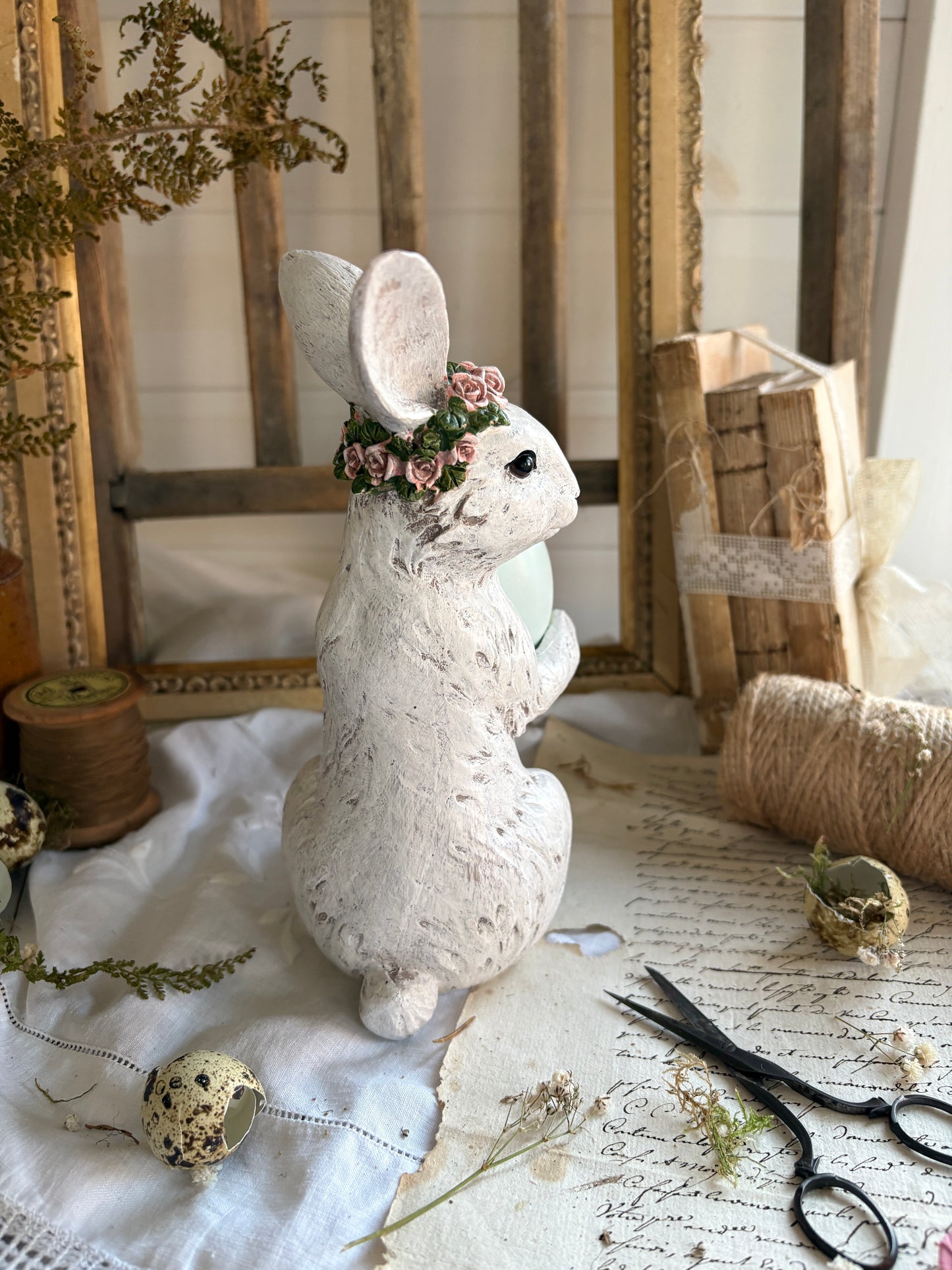 Large White Resin Rabbit