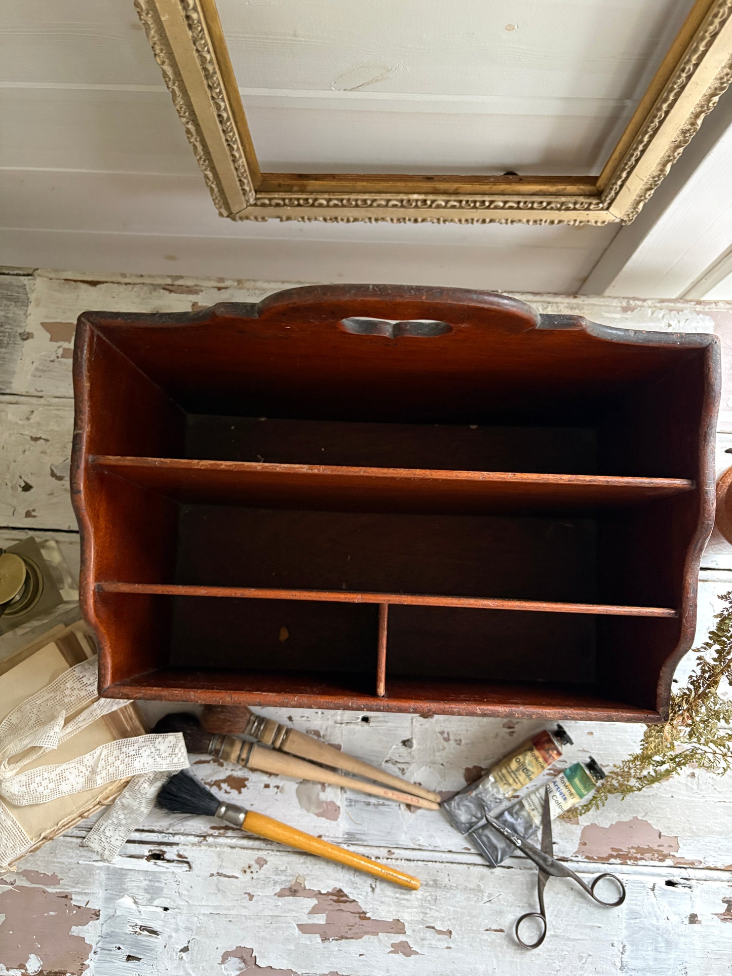 Large Victorian Mahogany Desk Tidy