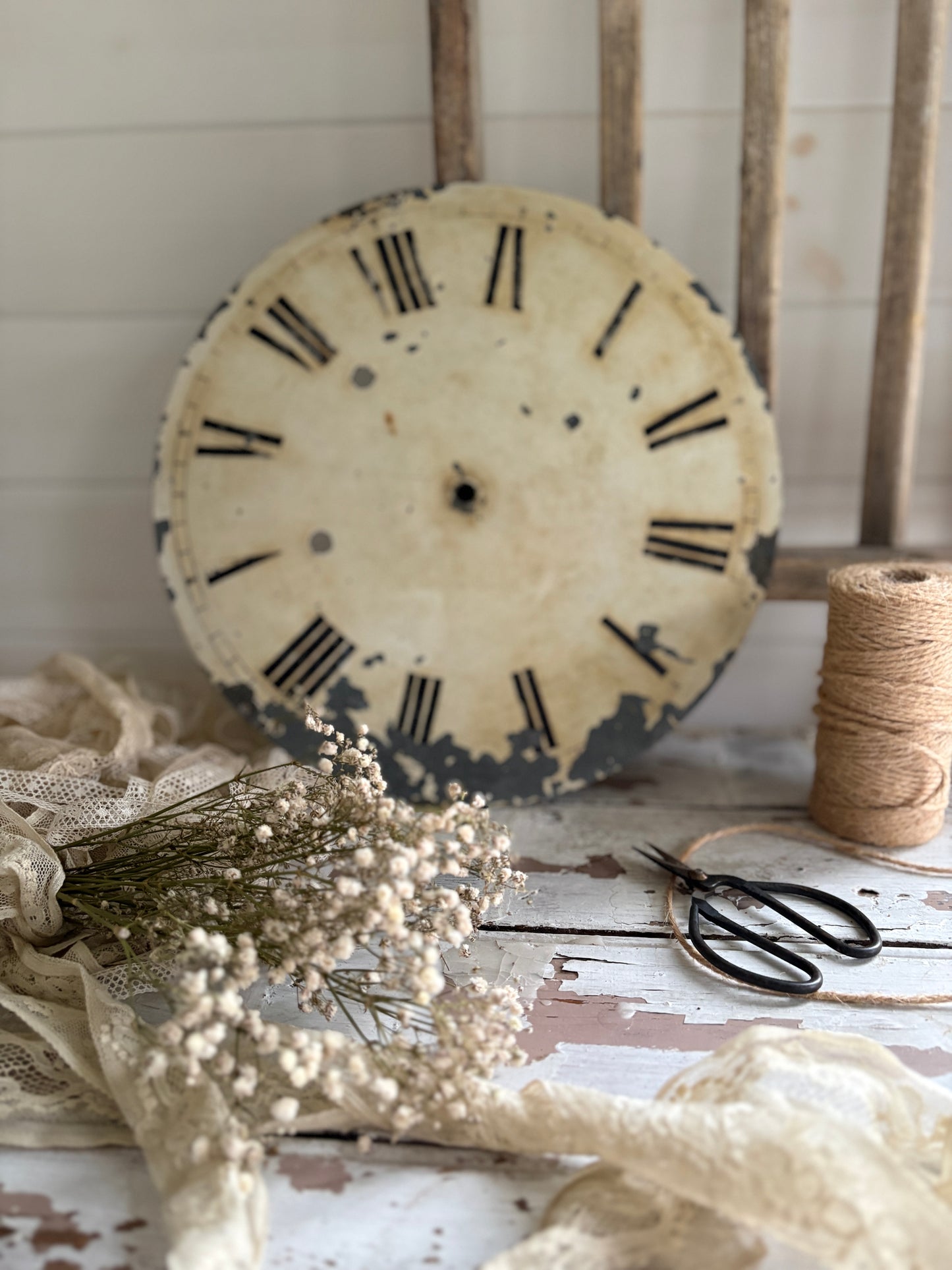Large Vintage Enamel Clock Face