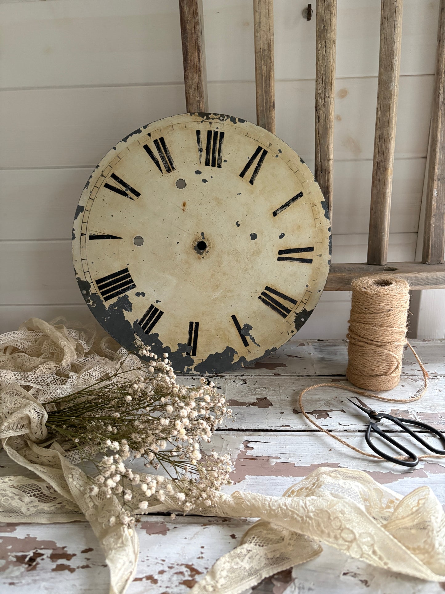 Large Vintage Enamel Clock Face