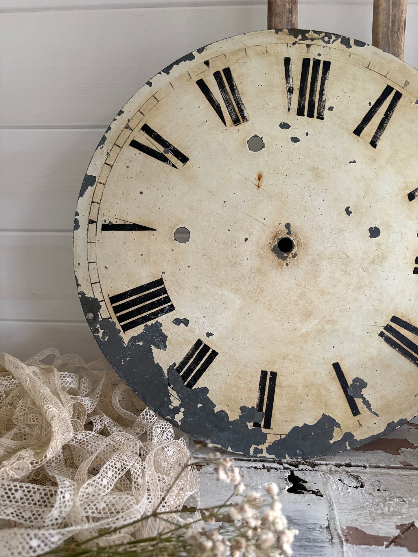Large Vintage Enamel Clock Face