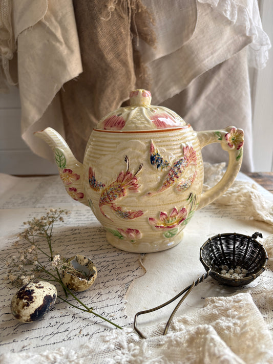 Price Brothers Vintage Hand Painted Teapot Chinese Birds & Flowers