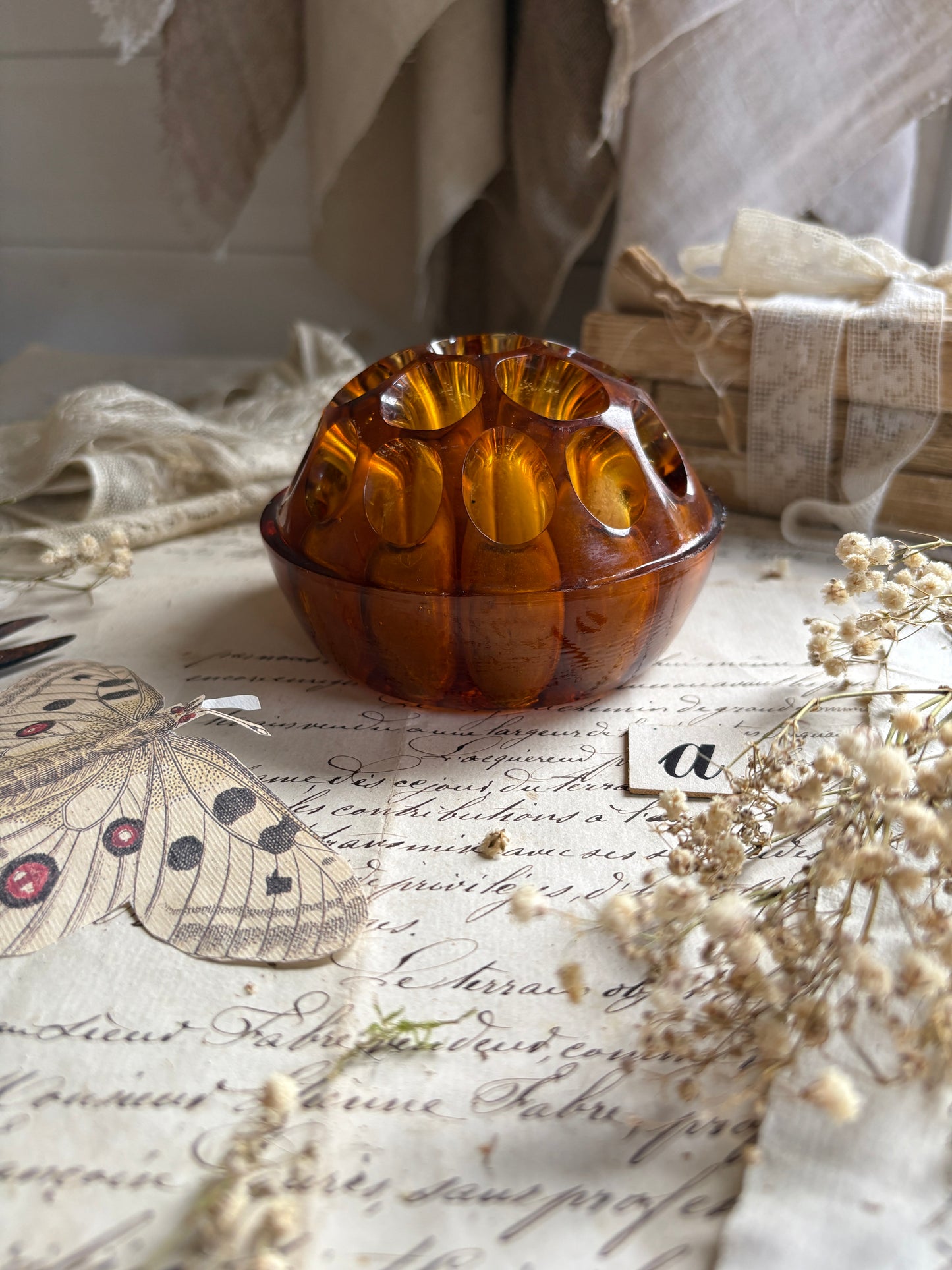 Vintage Glass Flower Frog