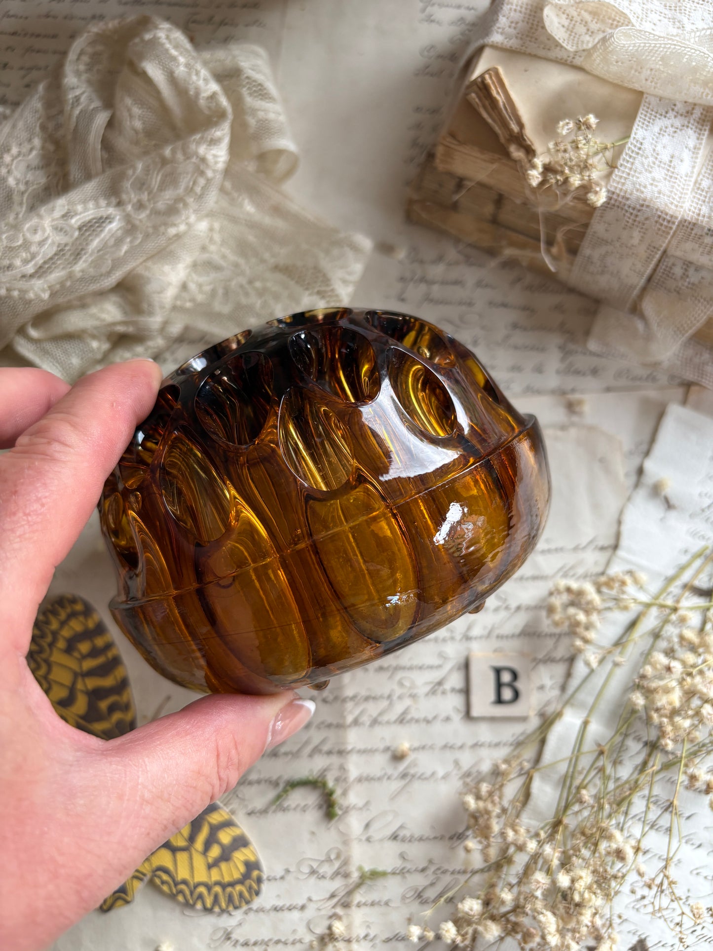 Vintage Glass Flower Frog