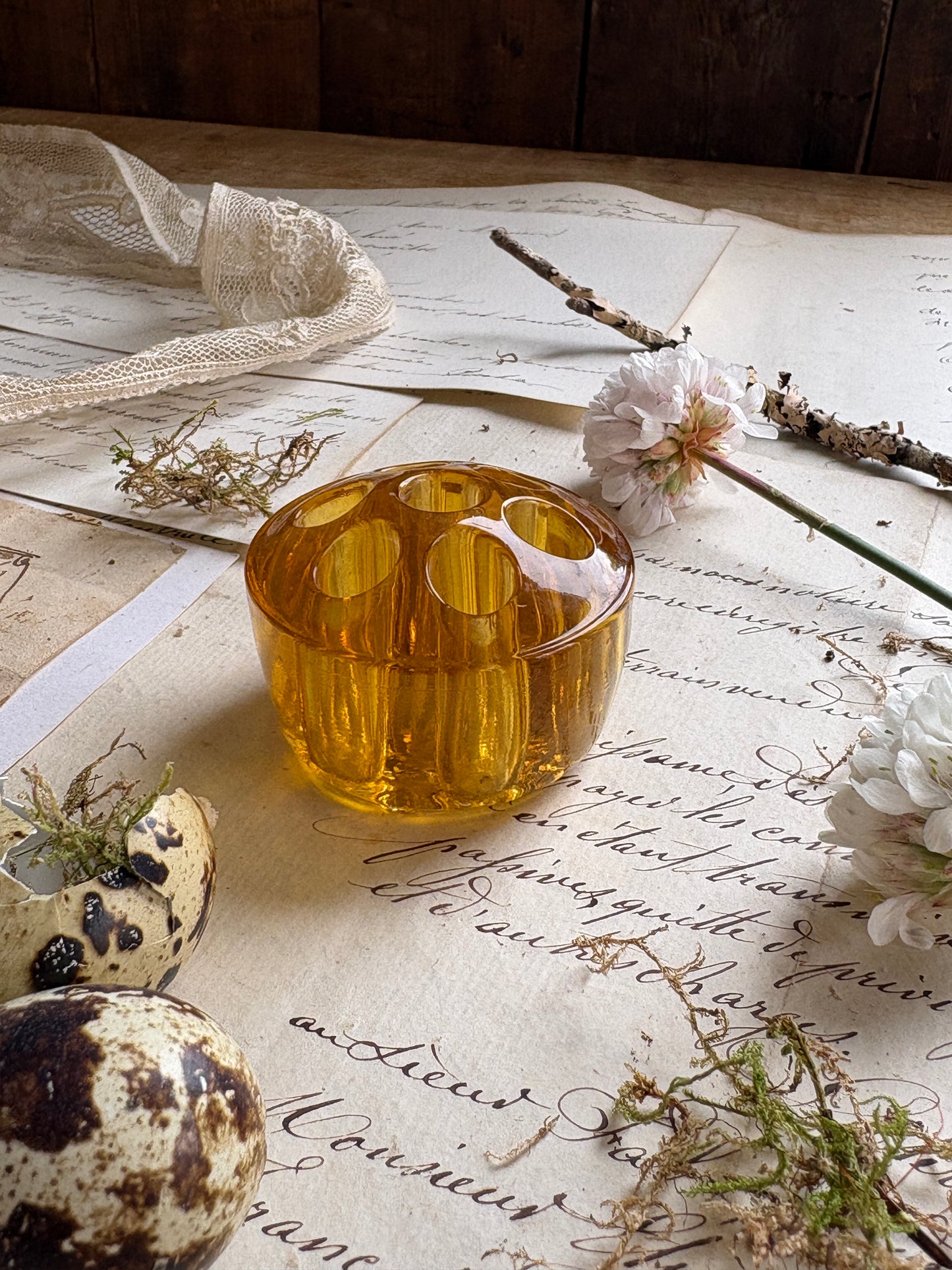 Vintage Glass Flower Frog