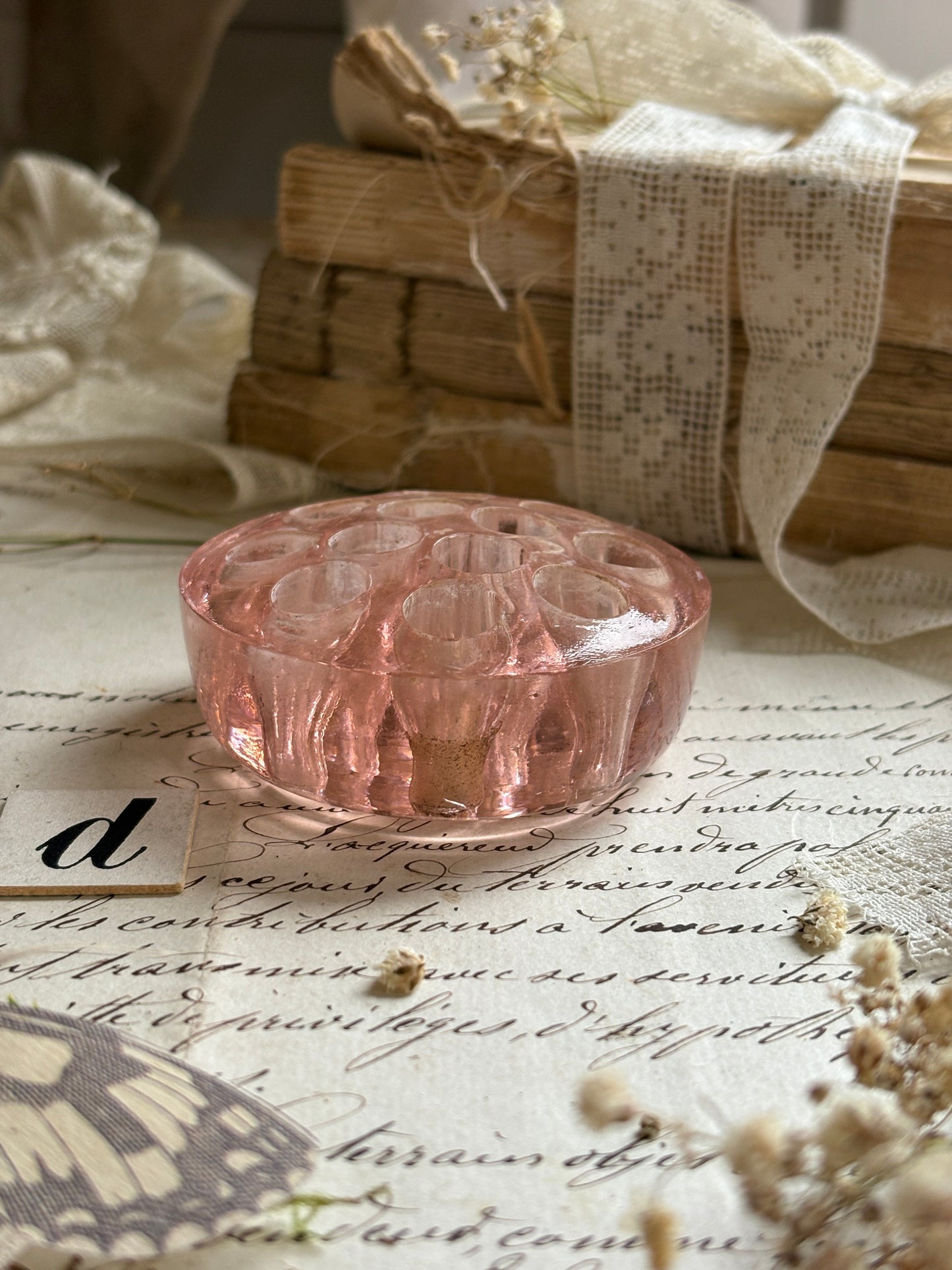 Vintage Glass Flower Frog
