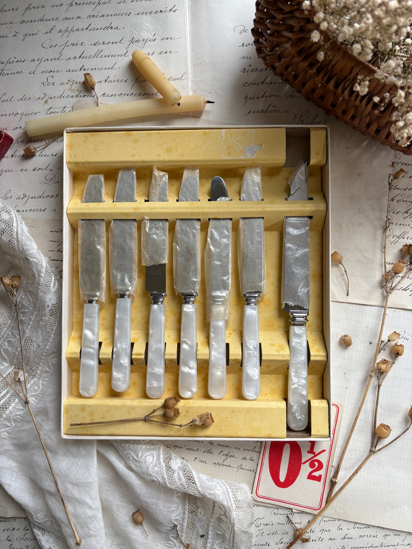 Vintage Sheffield Stainless Steel Tea Knife Set & Cake Knife