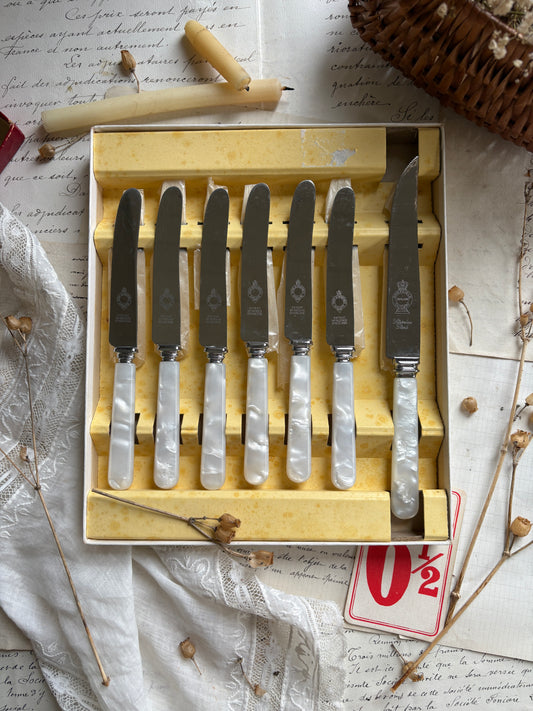 Vintage Sheffield Stainless Steel Tea Knife Set & Cake Knife