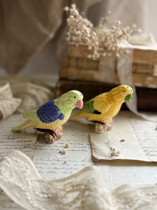 Vintage Ceramic Cockatiel Salt & Pepper Shakers