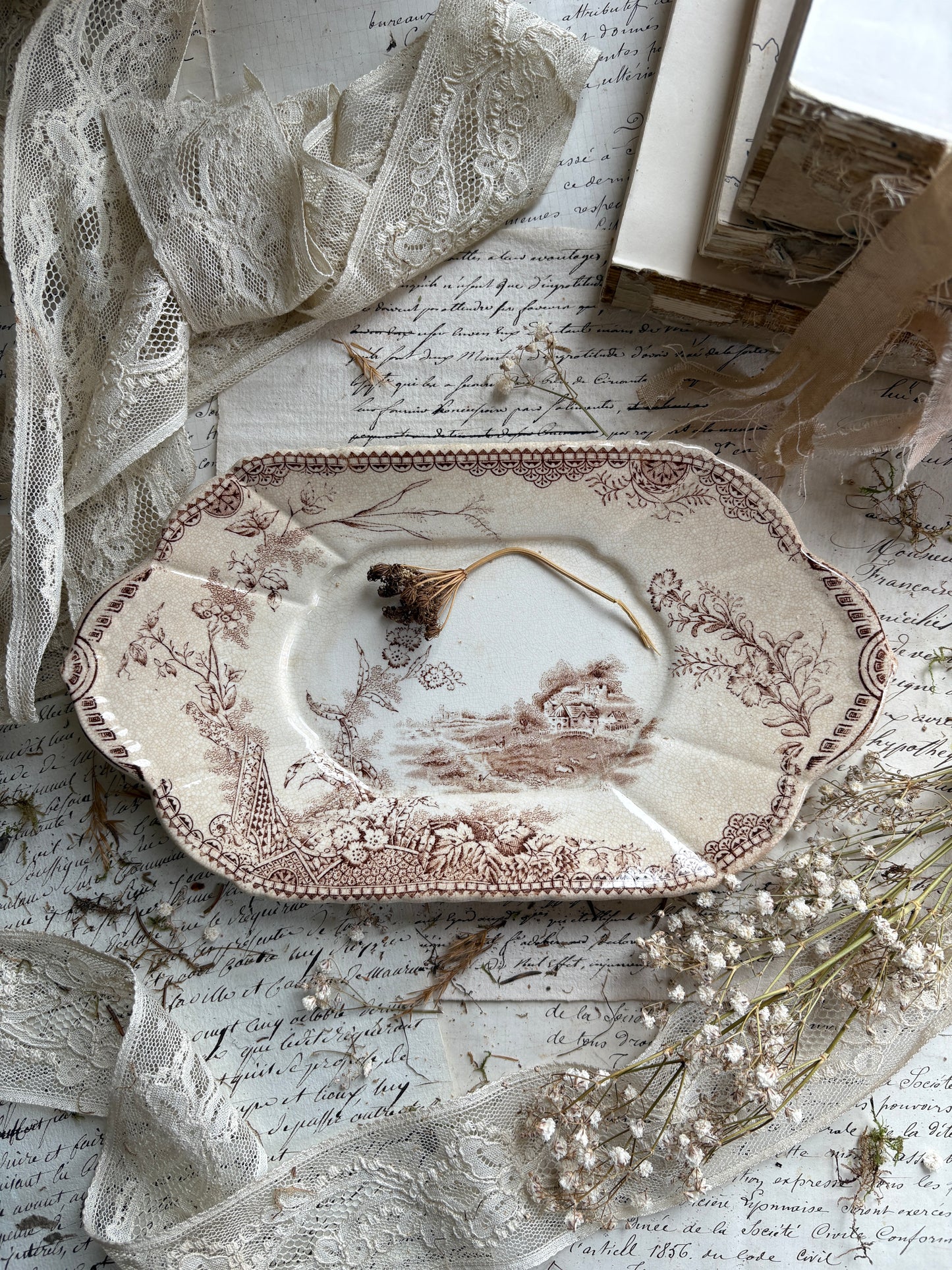 Antique E.M. & Co Lisbon Decorative Saucer / Tureen Stand