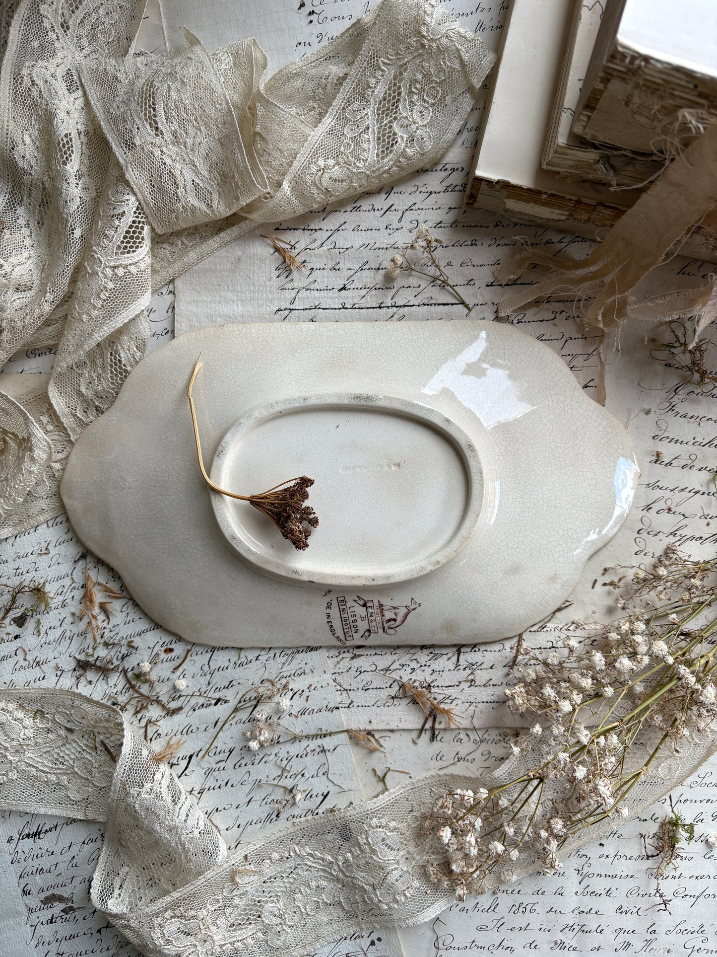 Antique E.M. & Co Lisbon Decorative Saucer / Tureen Stand