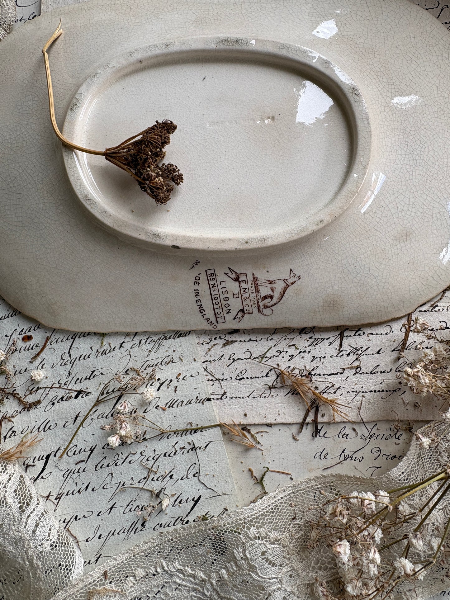Antique E.M. & Co Lisbon Decorative Saucer / Tureen Stand