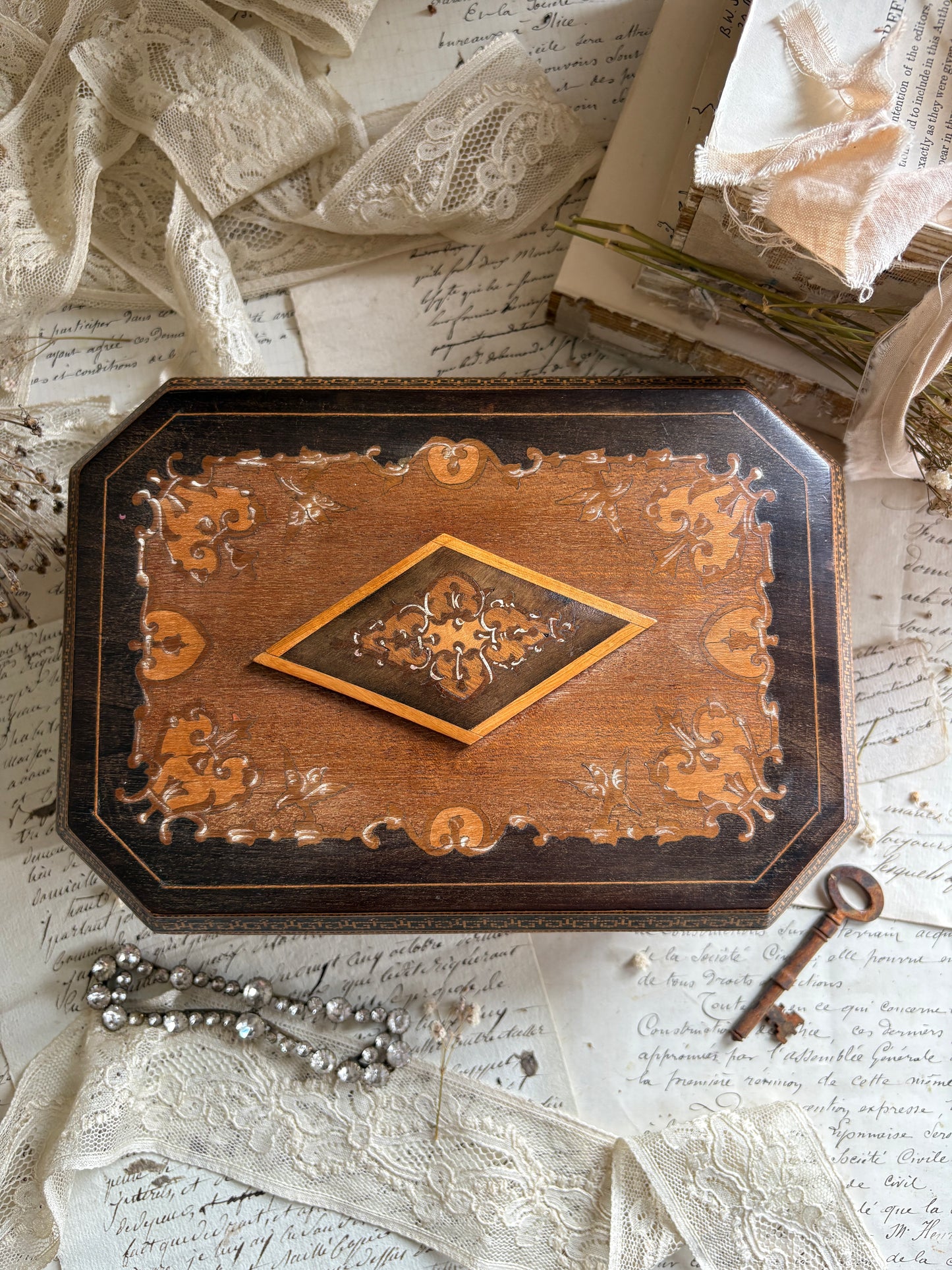 Vintage Italian Marquetry Musical Jewellery Box