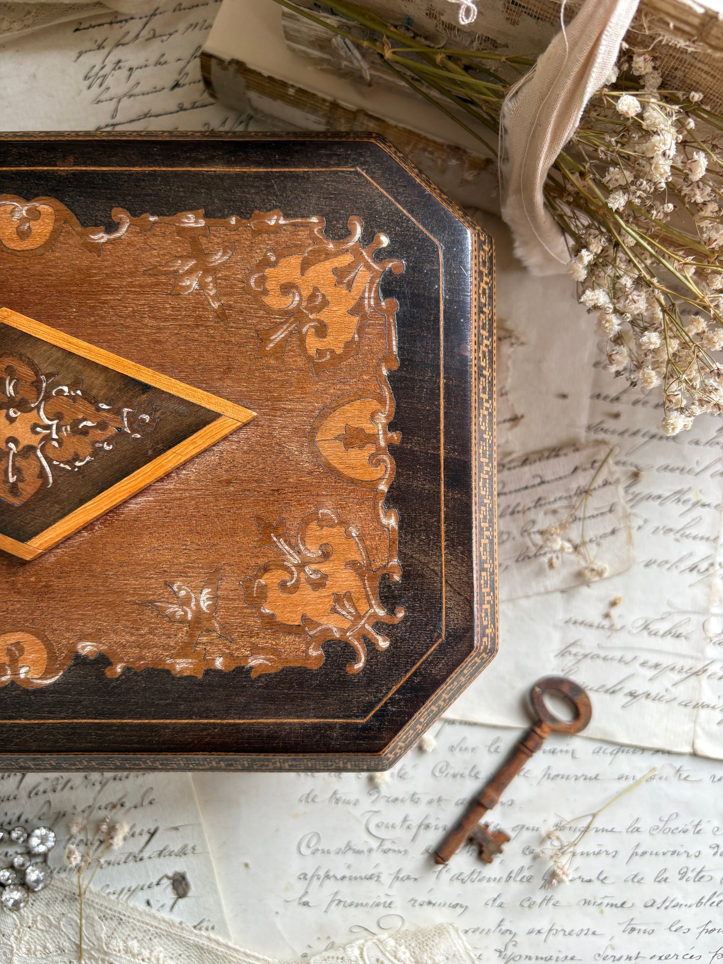 Vintage Italian Marquetry Musical Jewellery Box