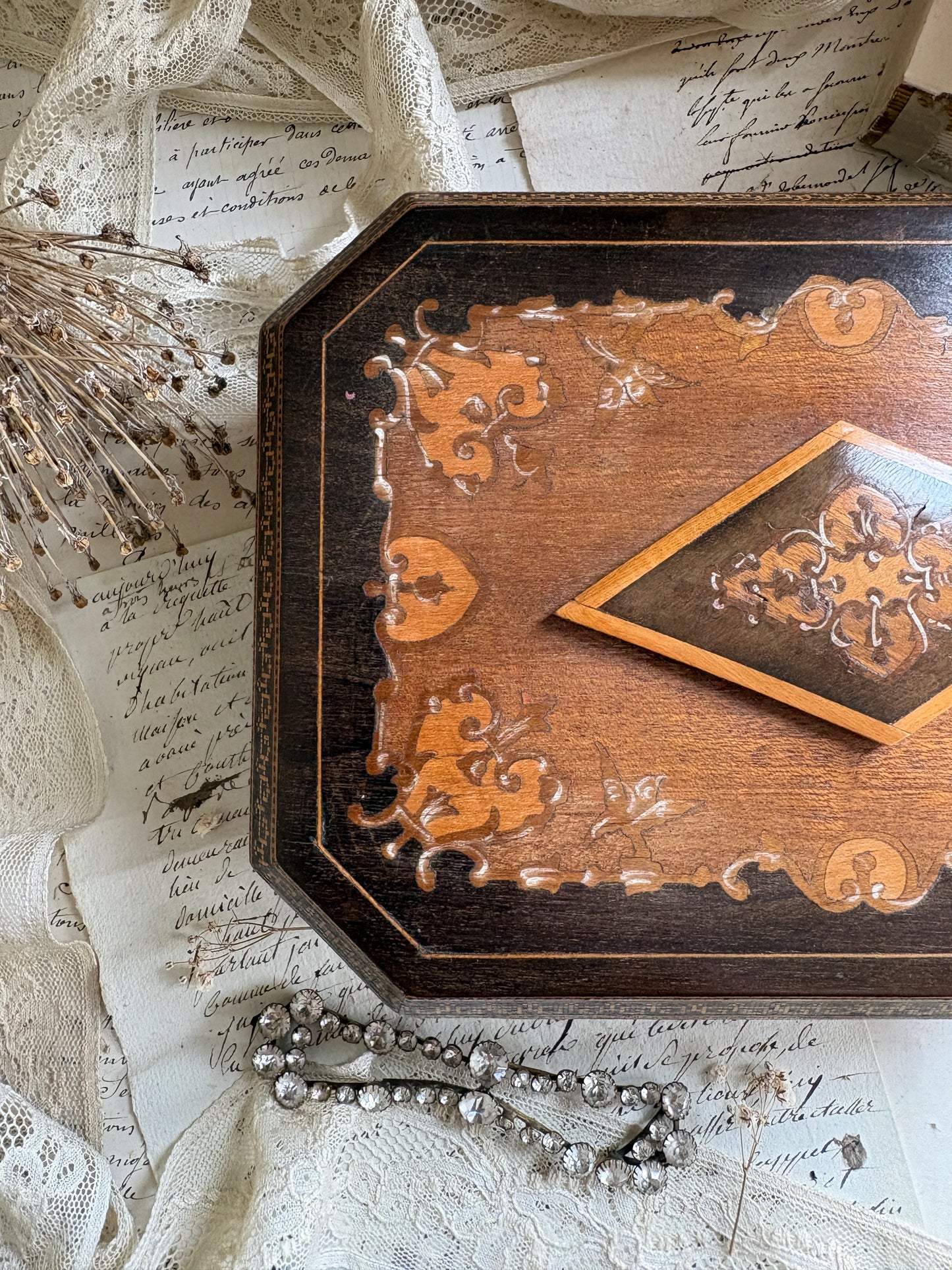 Vintage Italian Marquetry Musical Jewellery Box
