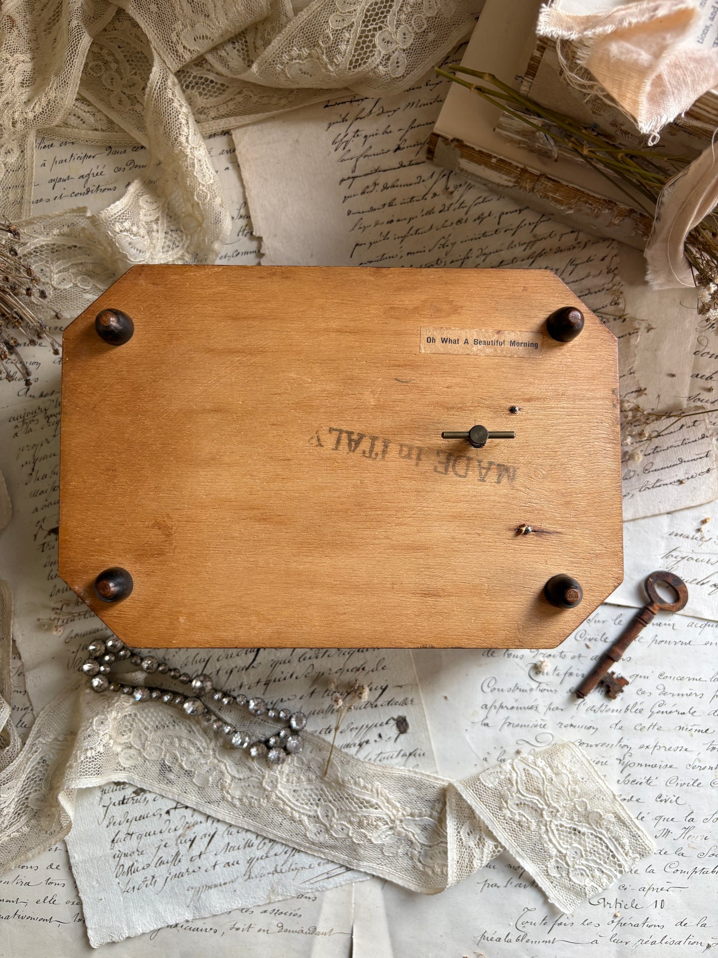 Vintage Italian Marquetry Musical Jewellery Box