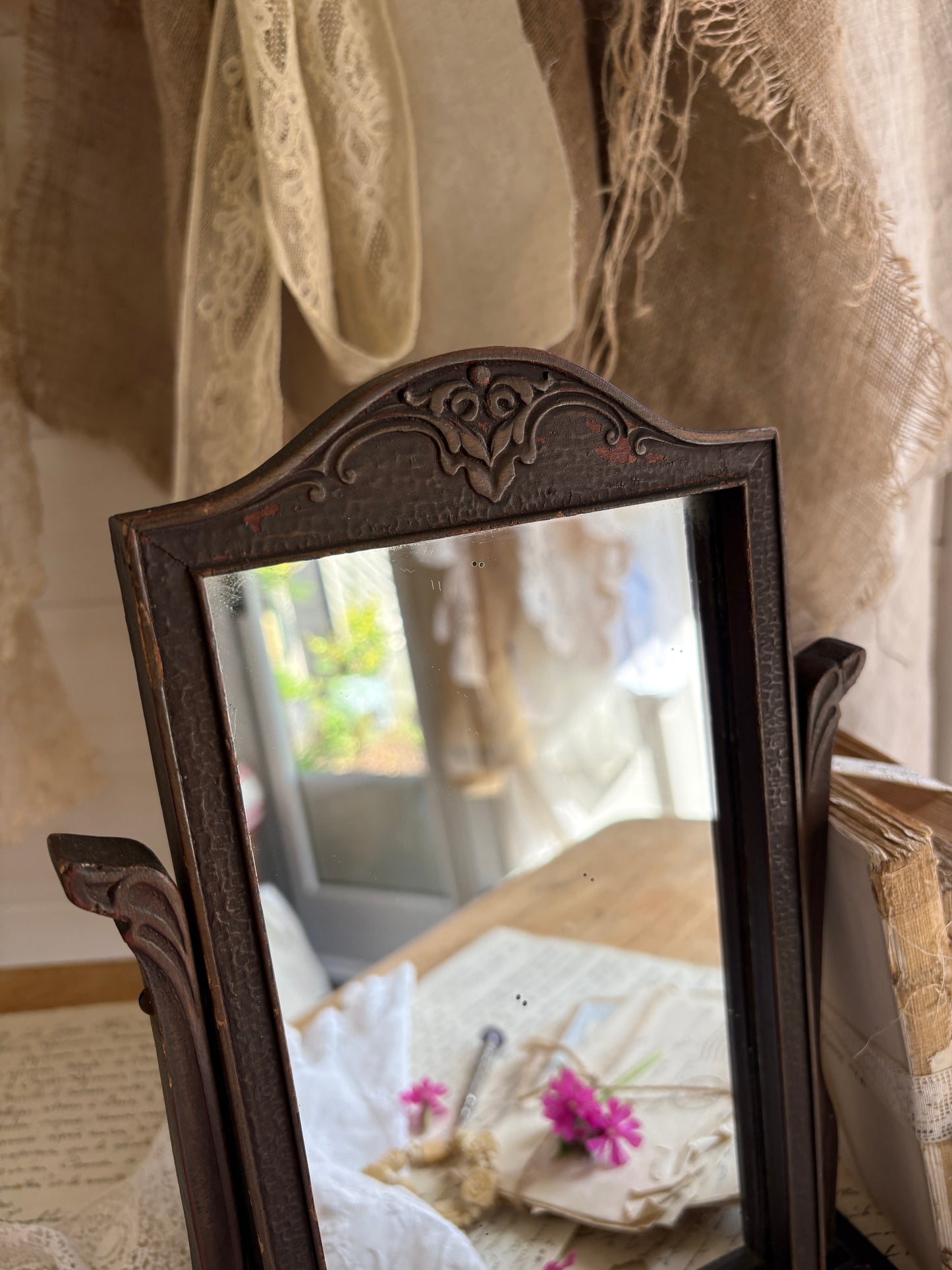 Antique Art Nouveau Style Swing Vanity Mirror