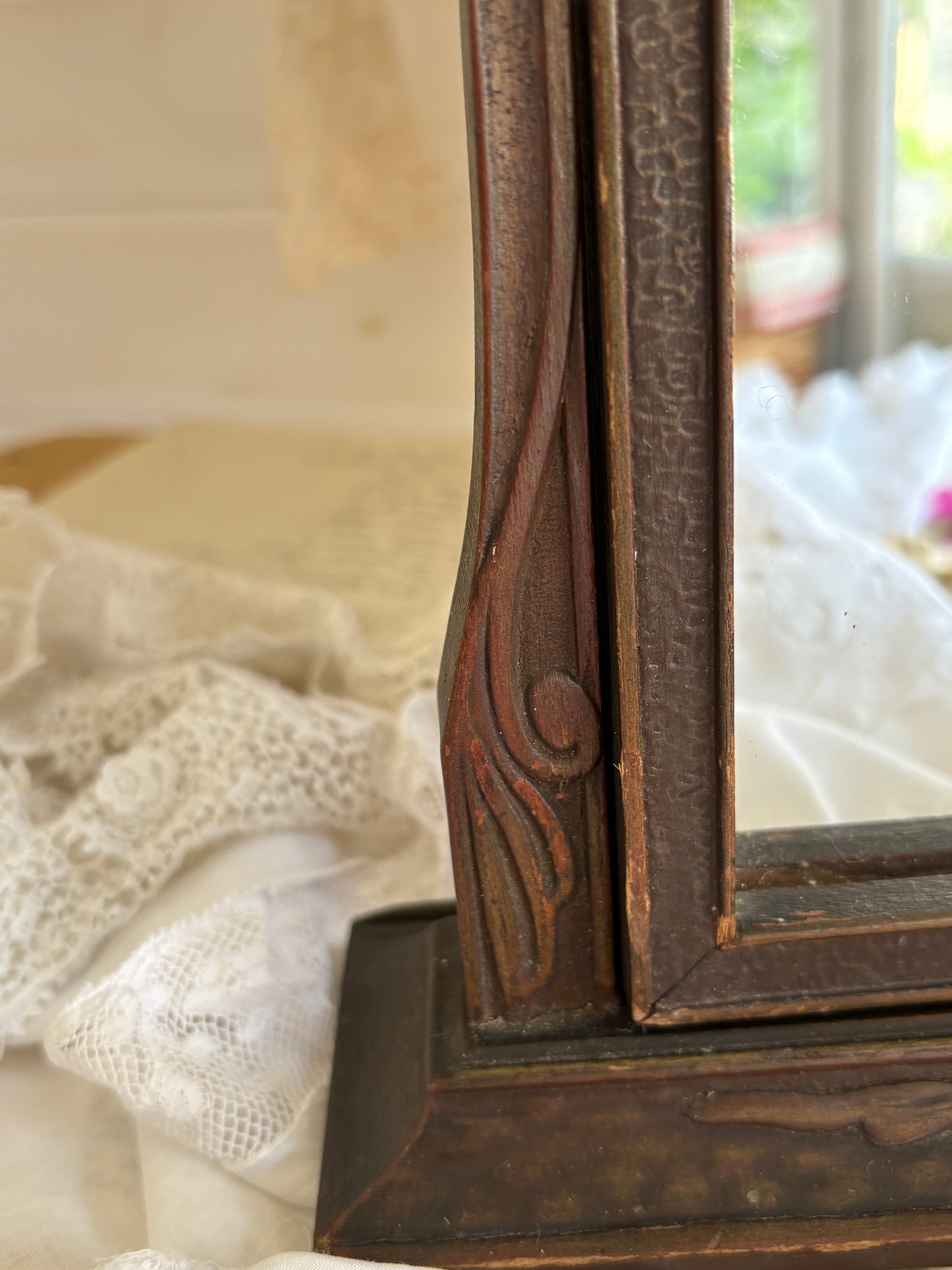 Antique Art Nouveau Style Swing Vanity Mirror