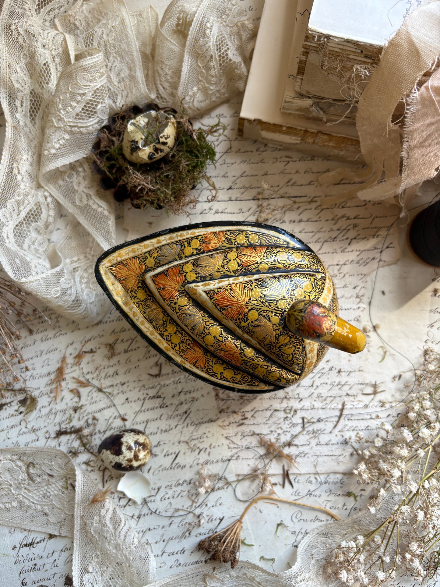 Antique Papier Mâché Lidded Duck Box