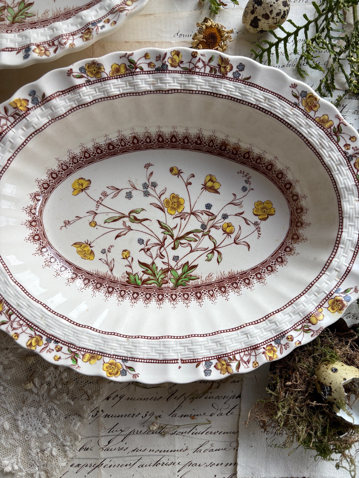 Antique Copeland Spode Buttercup Serving Dish