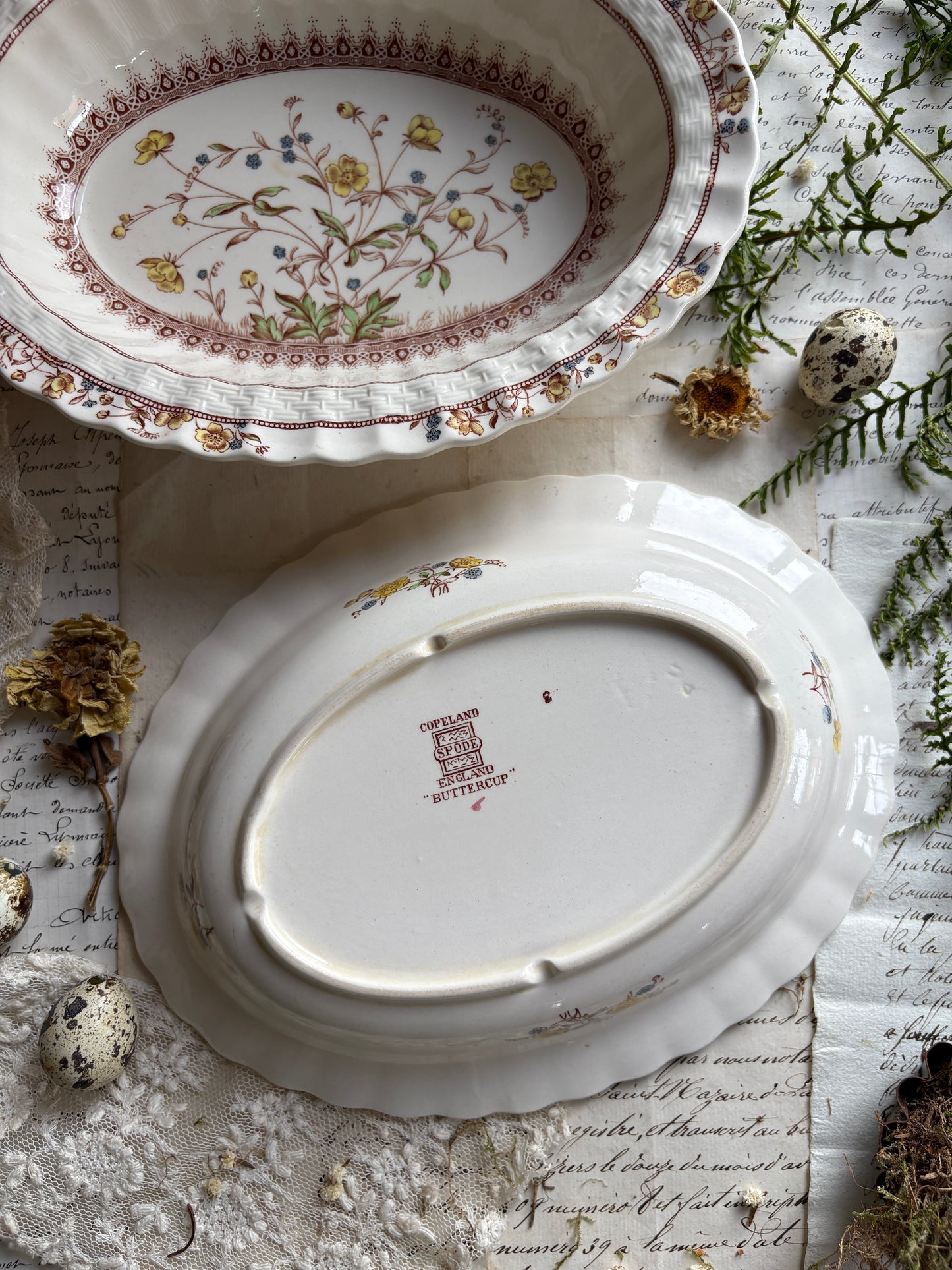 Antique Copeland Spode Buttercup Serving Dish
