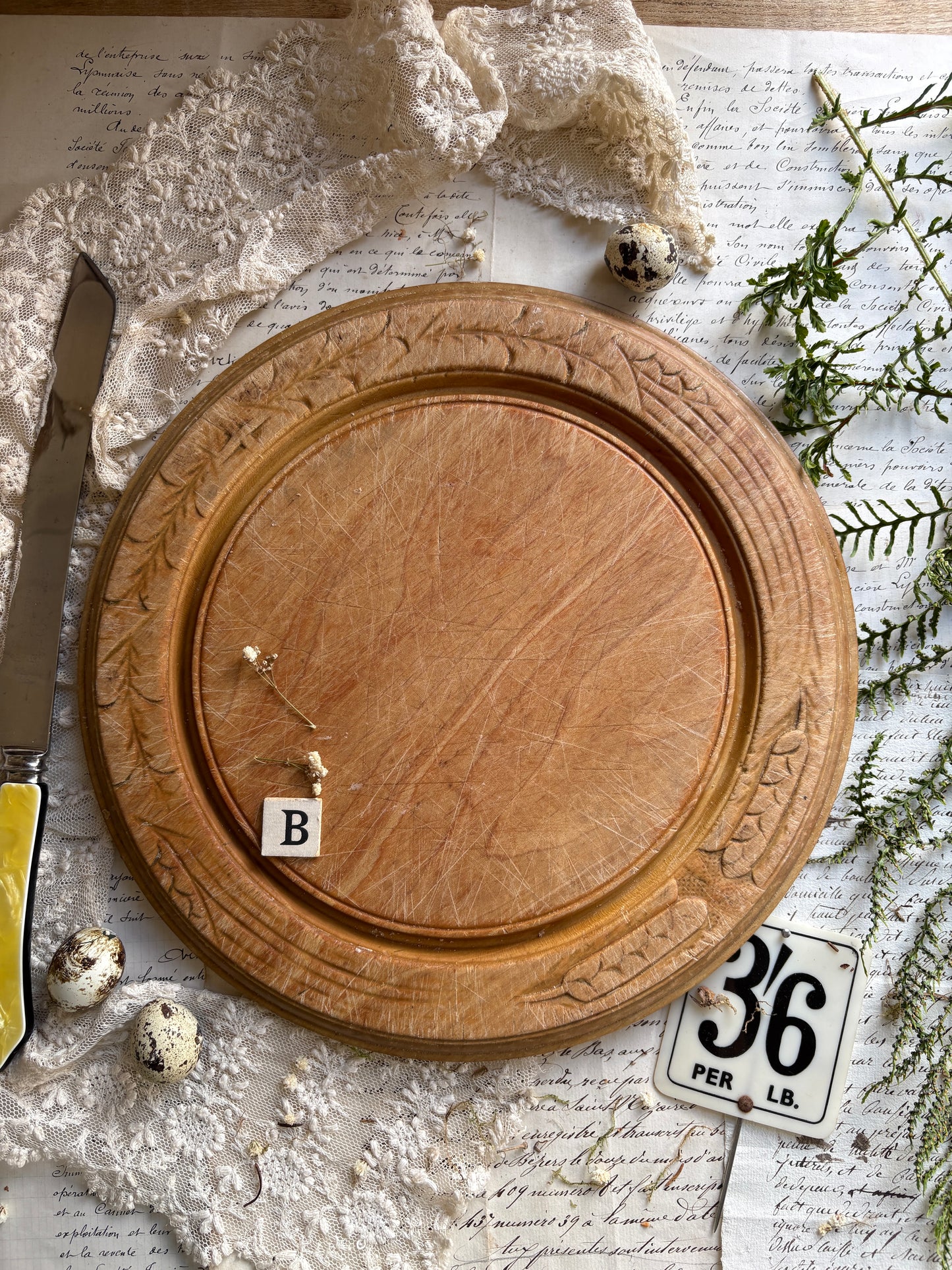 Vintage Hand Carved Wooden Bread Boards