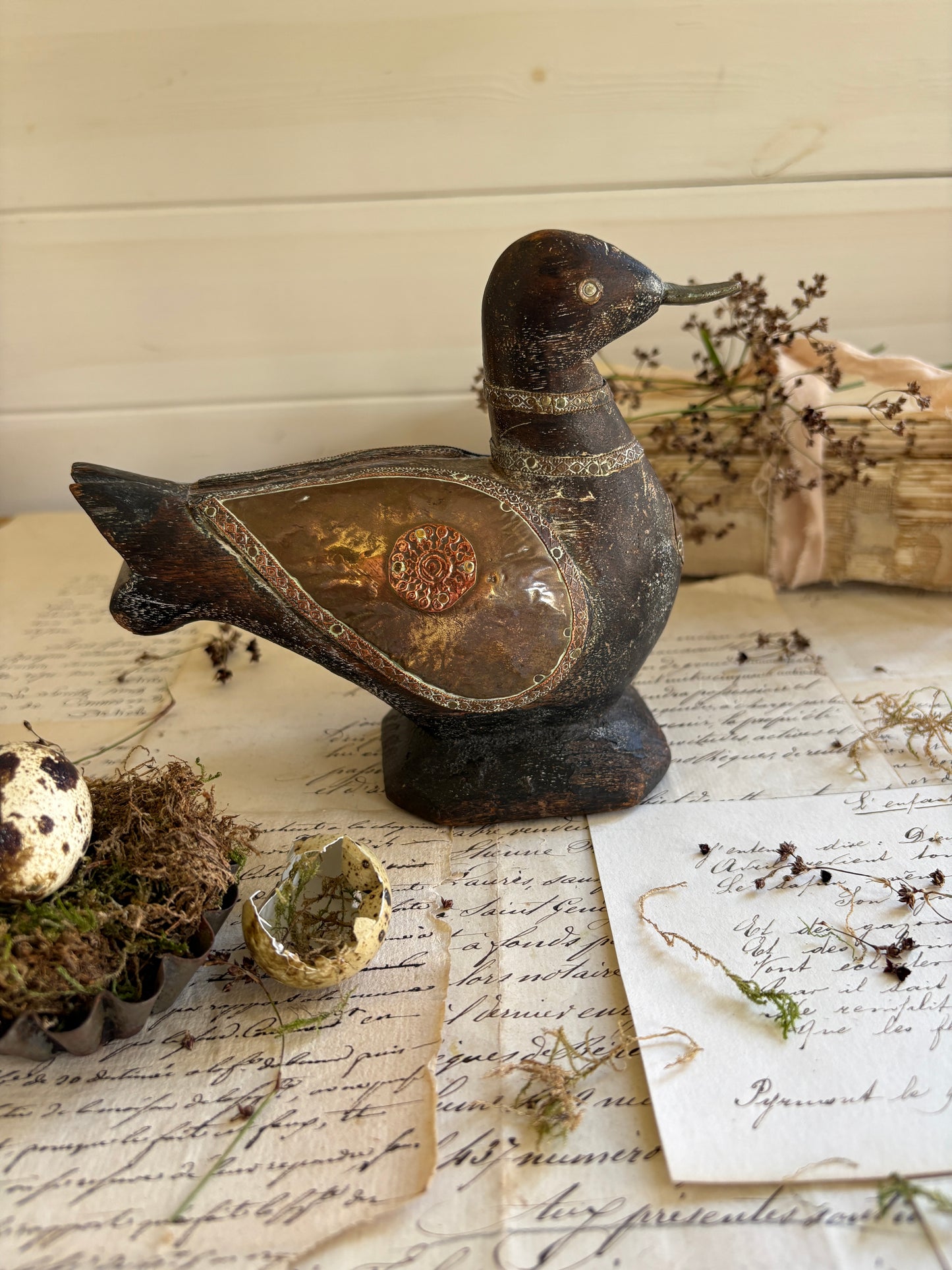 Vintage Handcrafted Wooden Duck