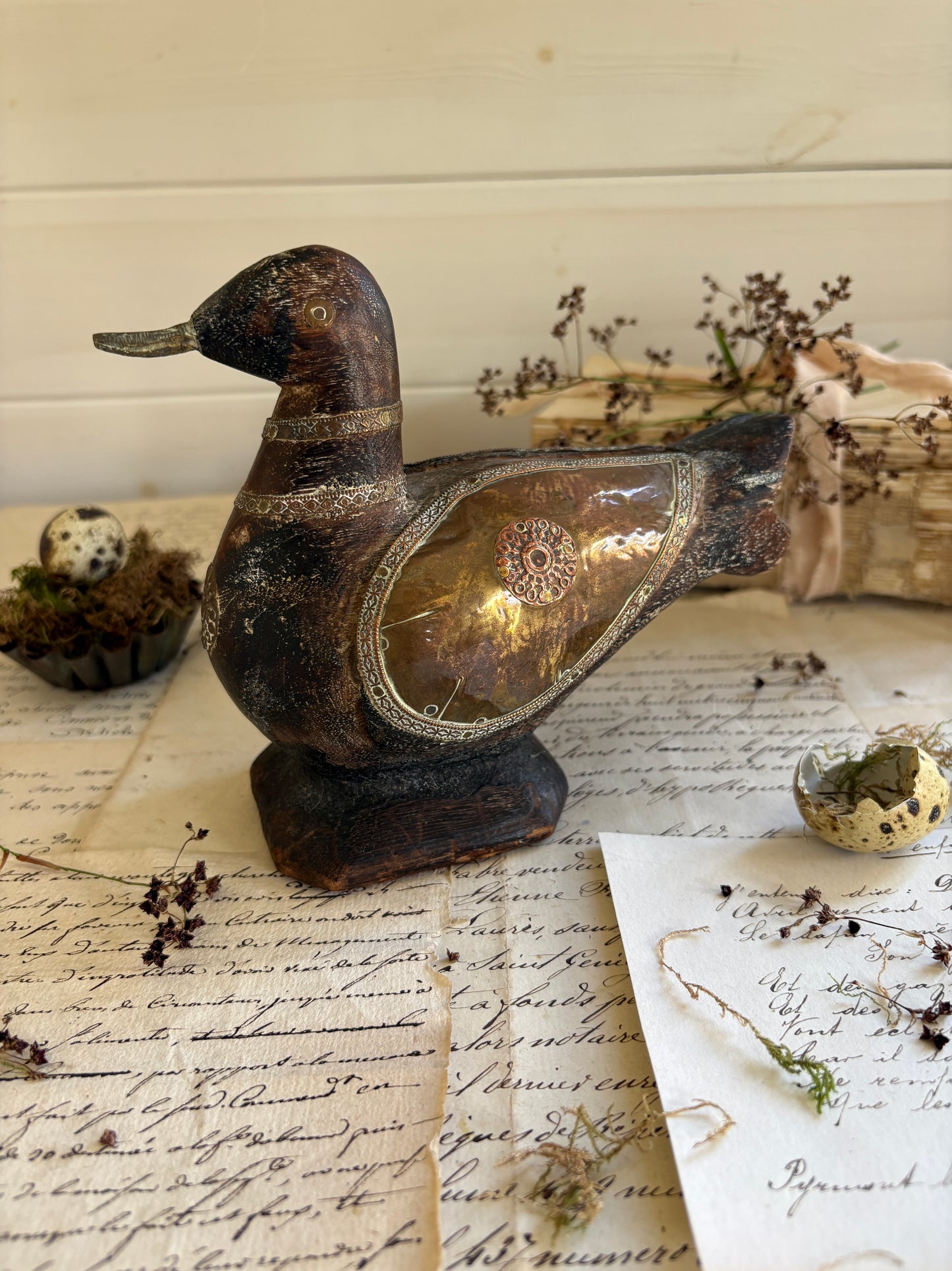Vintage Handcrafted Wooden Duck