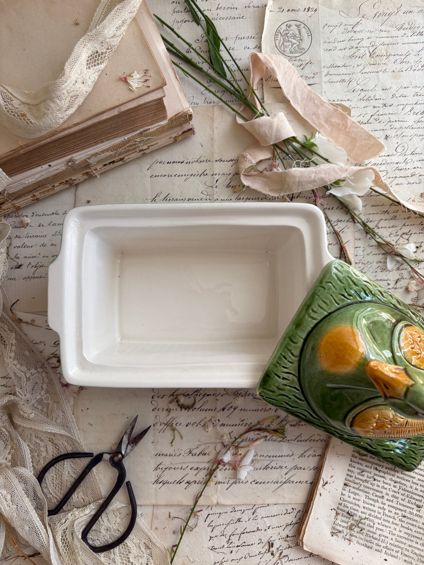 Vintage French Ceramic Duck Terrine Lidded Pâté Dish