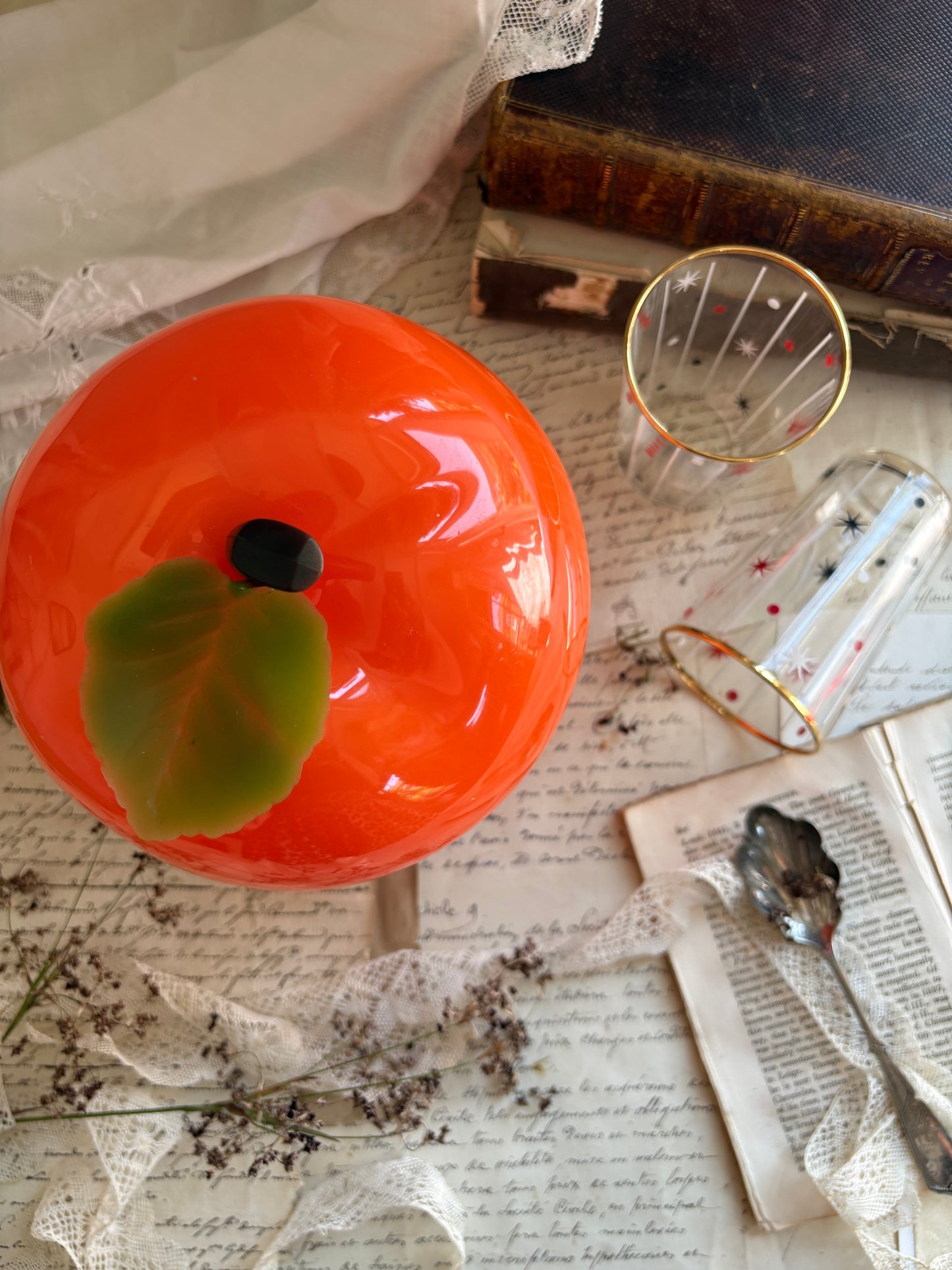 Vintage 1970s Orange Apple Ice Bucket
