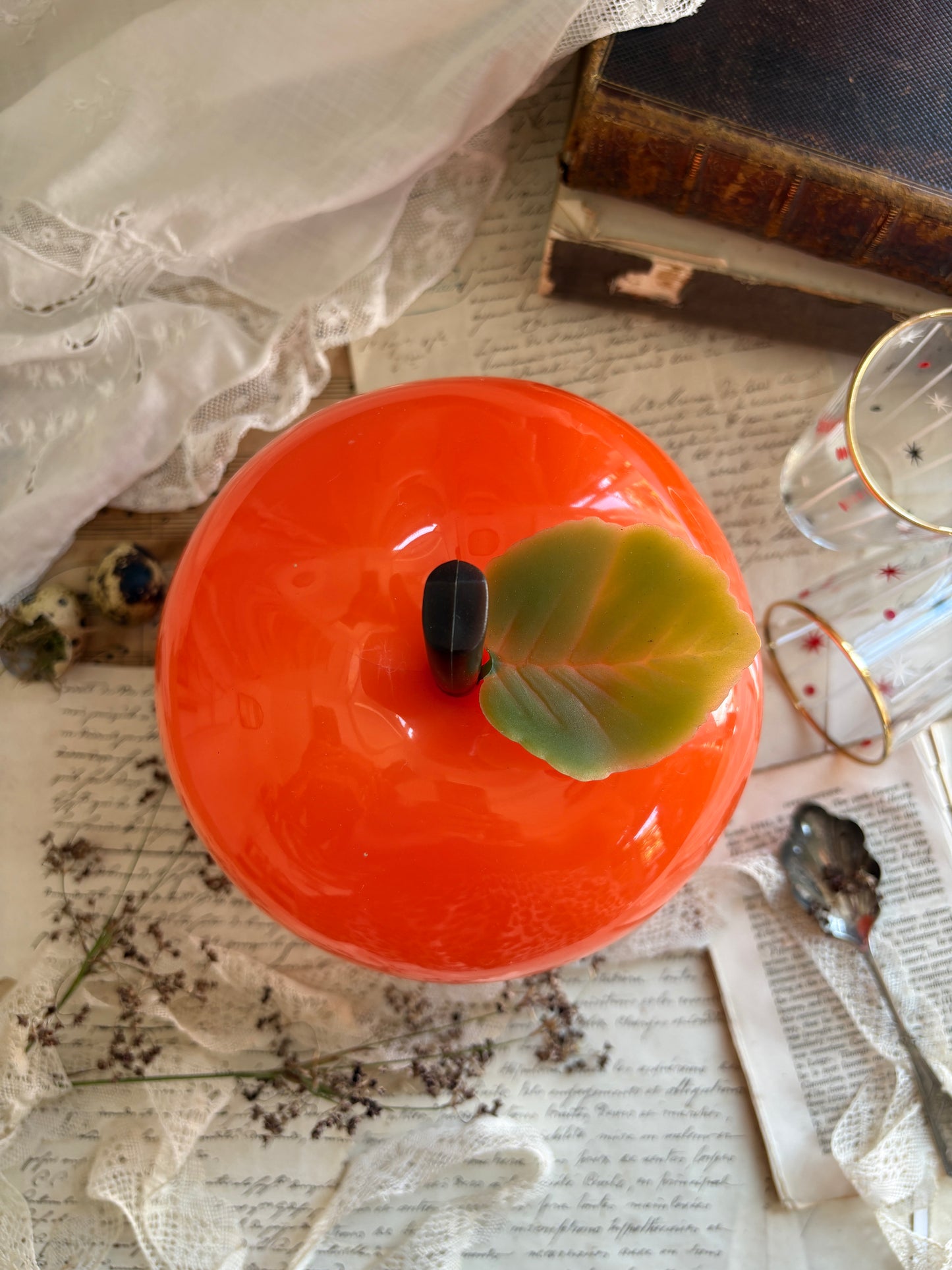 Vintage 1970s Orange Apple Ice Bucket