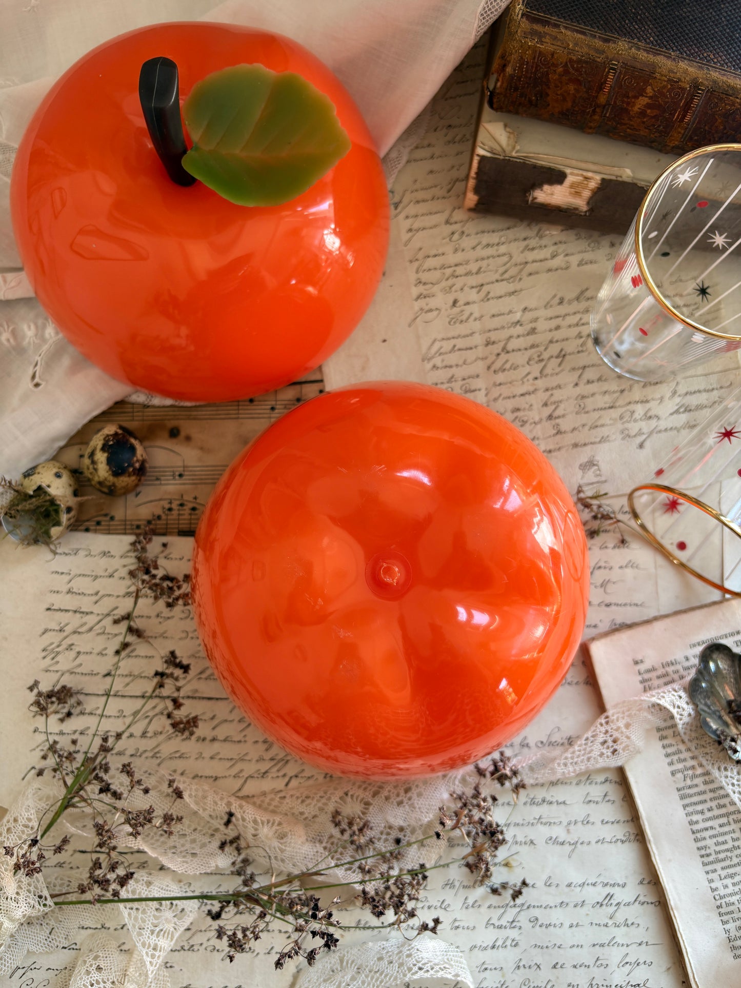 Vintage 1970s Orange Apple Ice Bucket