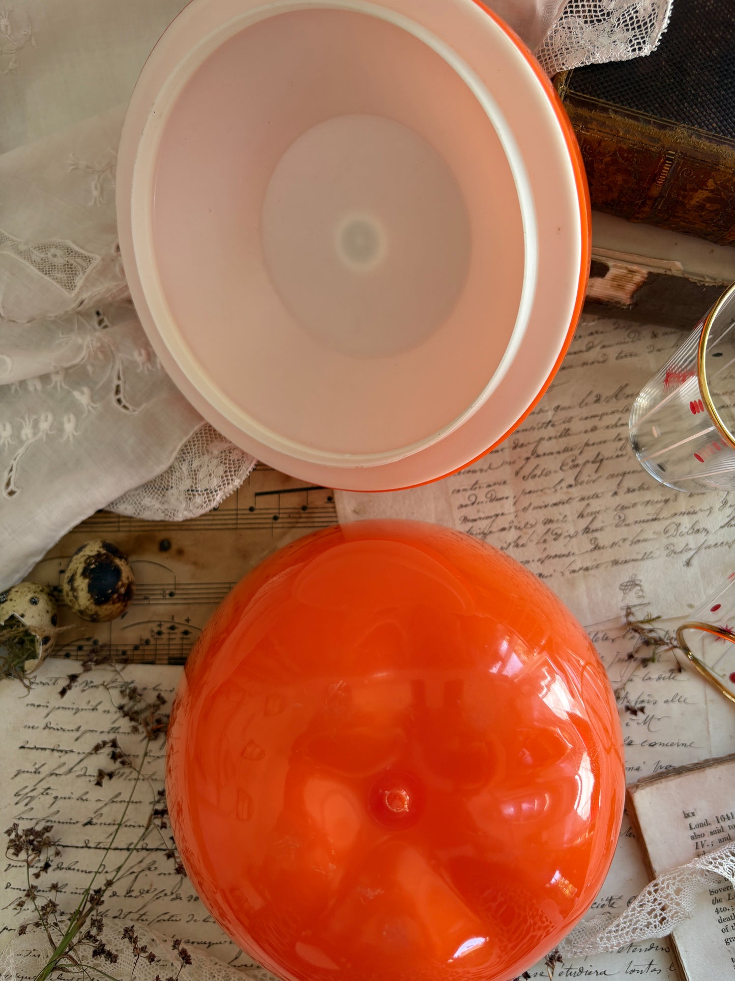 Vintage 1970s Orange Apple Ice Bucket