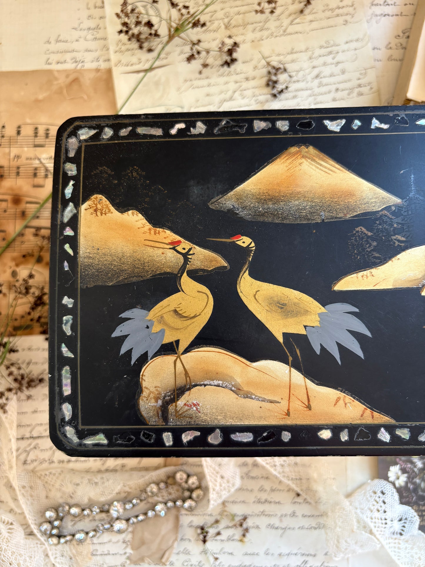 Vintage Japanese Lacquer Musical Jewellery Box