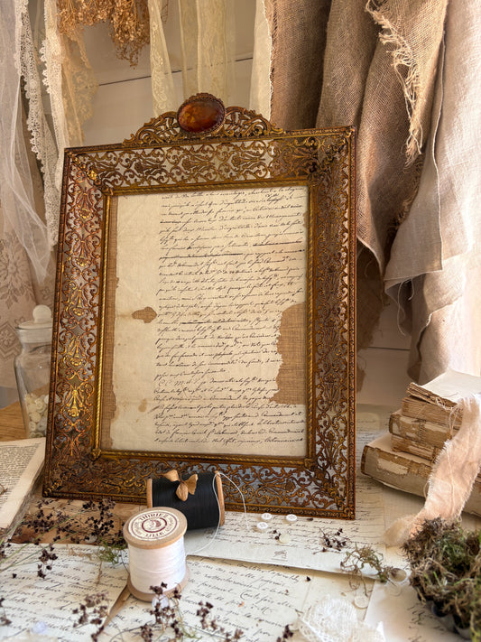 Vintage Napoleon III Style Ornate Brass Filigree Picture Frame