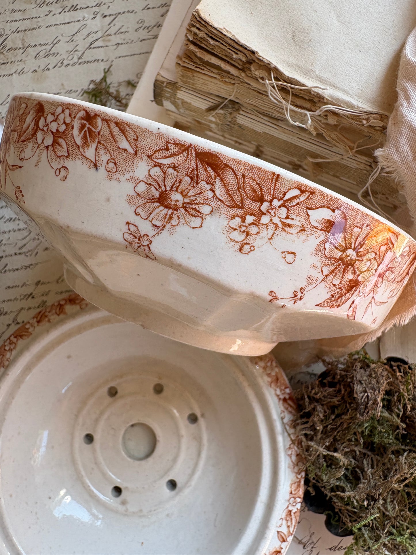 Antique English Ironstone Soap Dish  Keeling & Co "Meadow Sweet"