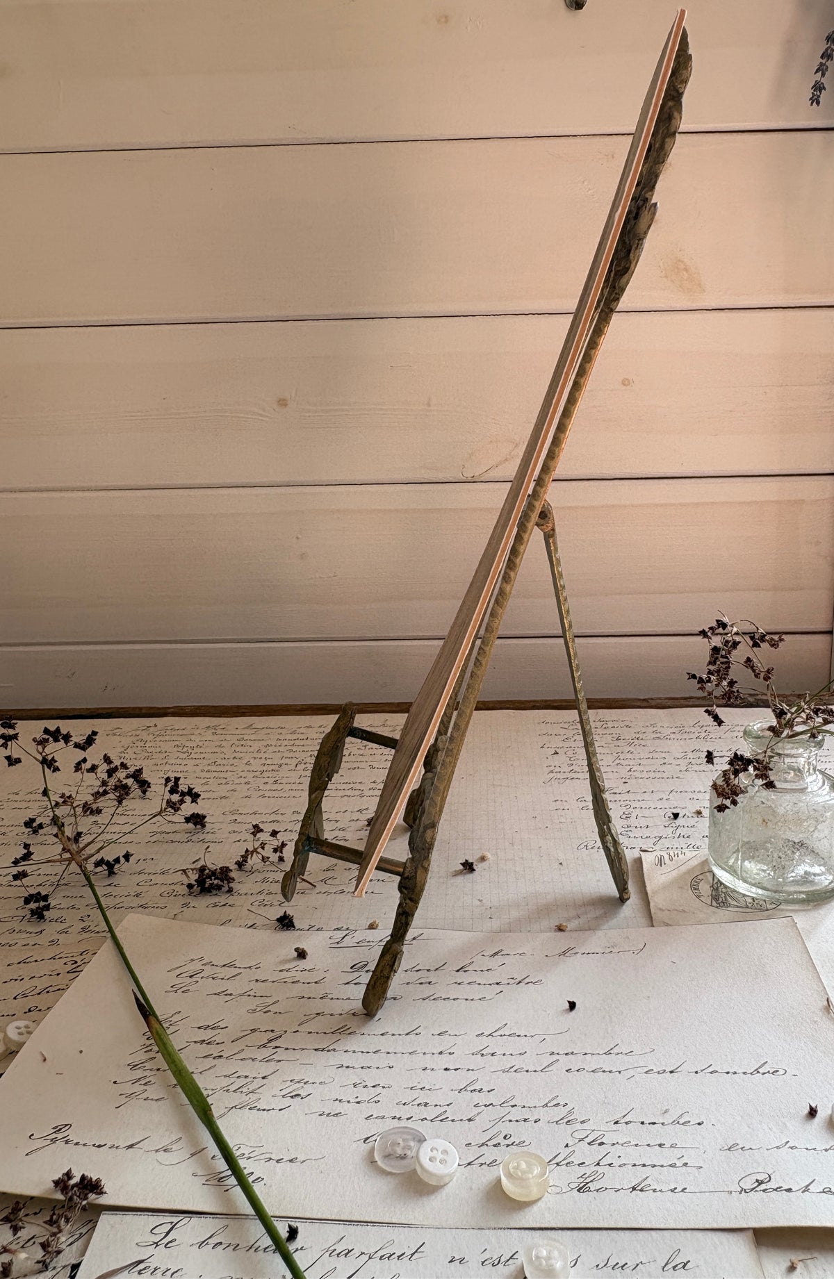 Vintage Ornate Brass Tabletop Easel
