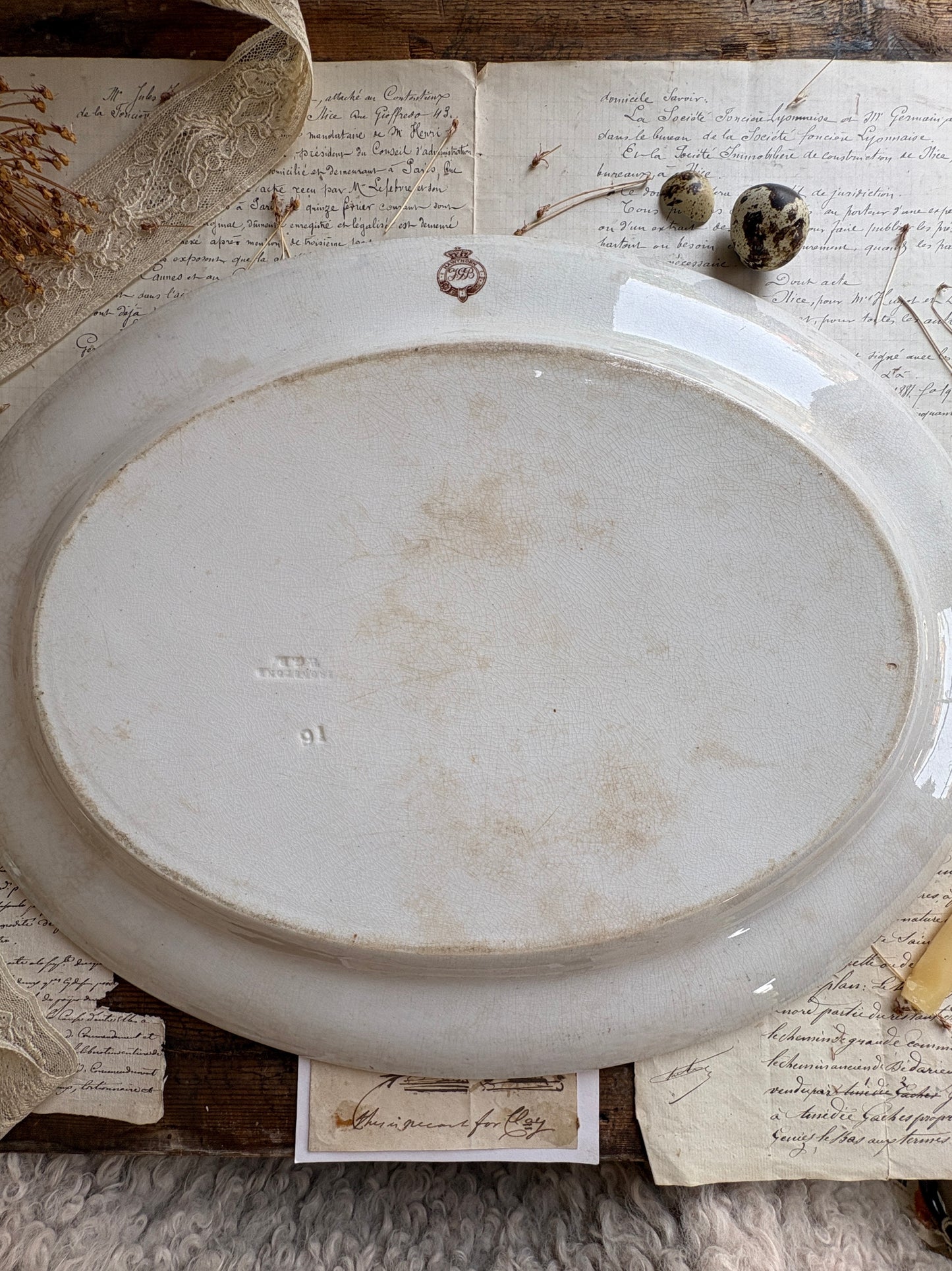 Antique Victorian T.G. Booth "Hawthorn" Brown Transferware Ironstone Platter
