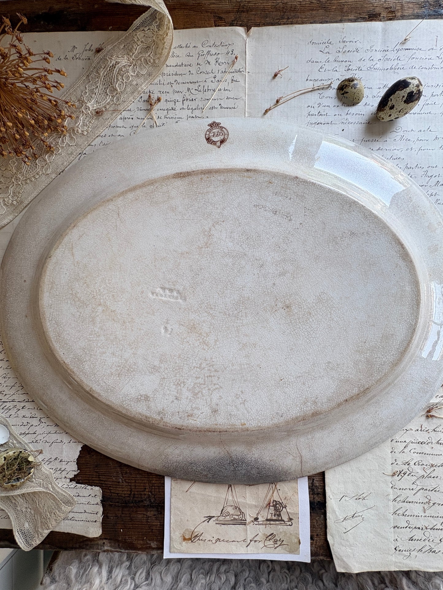 Antique Victorian T.G. Booth "Hawthorn" Brown Transferware Ironstone Platter