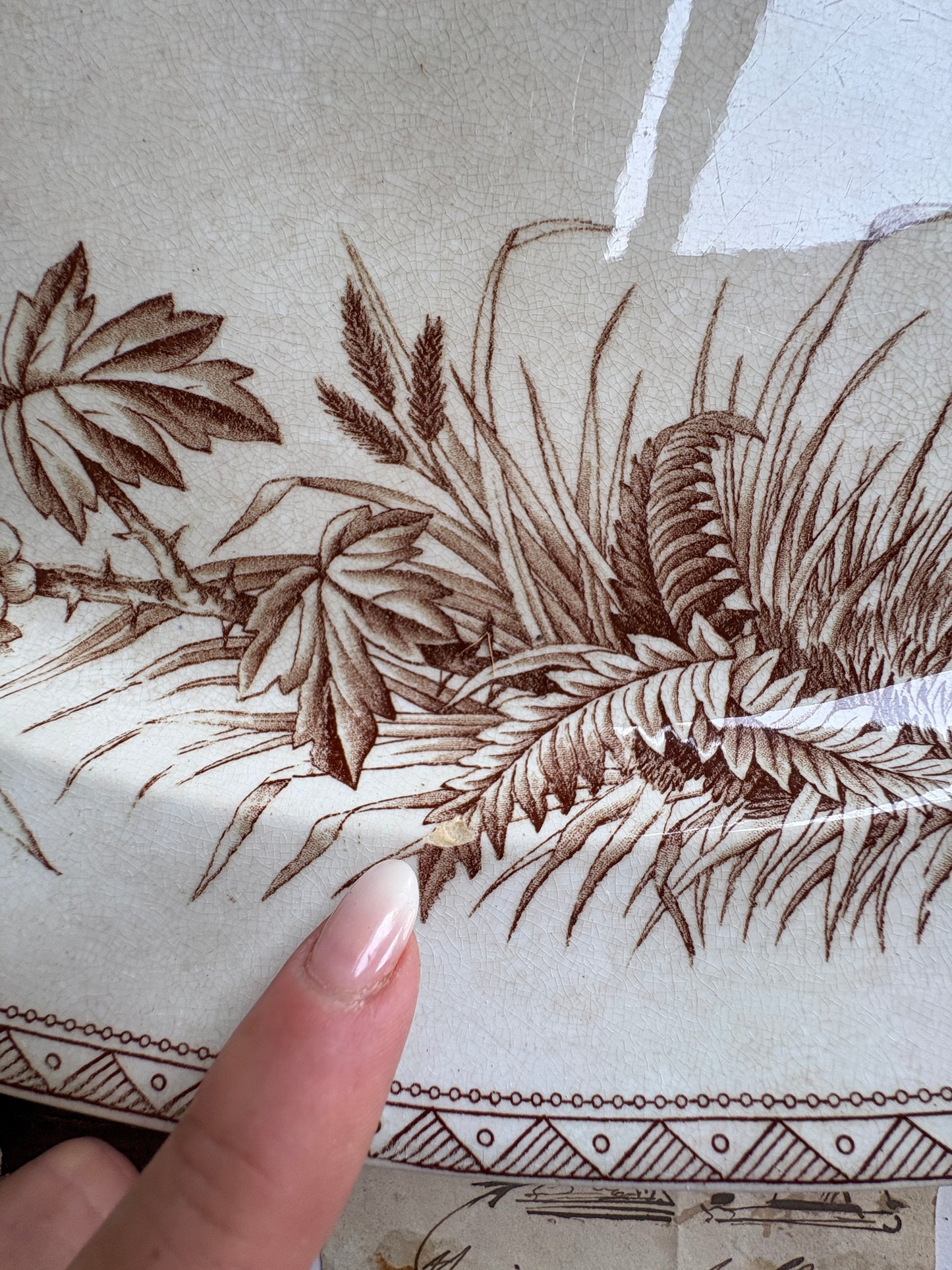 Antique Victorian T.G. Booth "Hawthorn" Brown Transferware Ironstone Platter