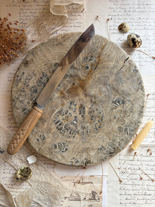 Antique European Burl Wood Board