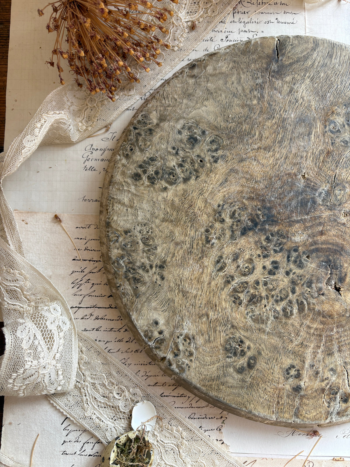 Antique European Burl Wood Board