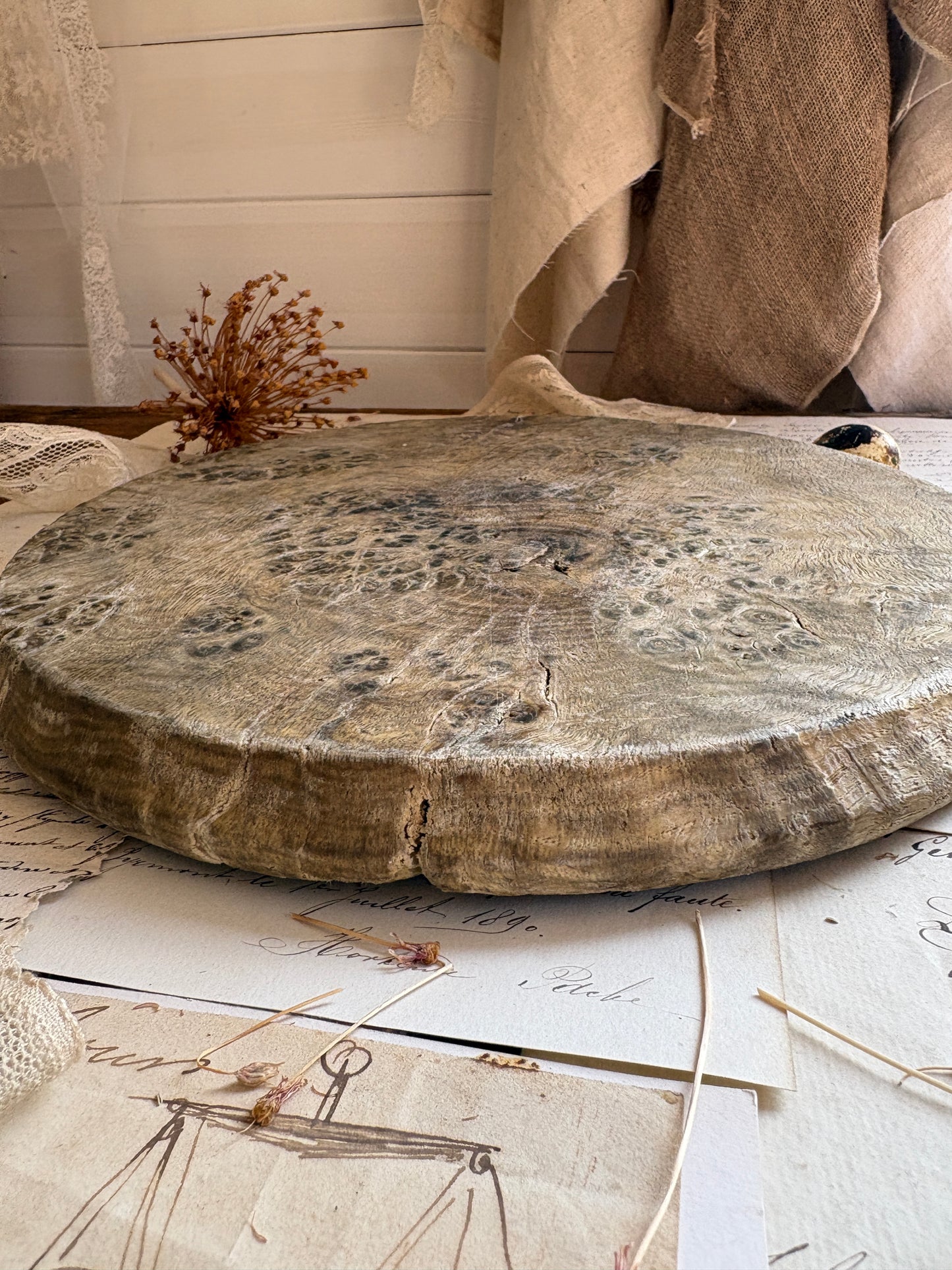 Antique European Burl Wood Board