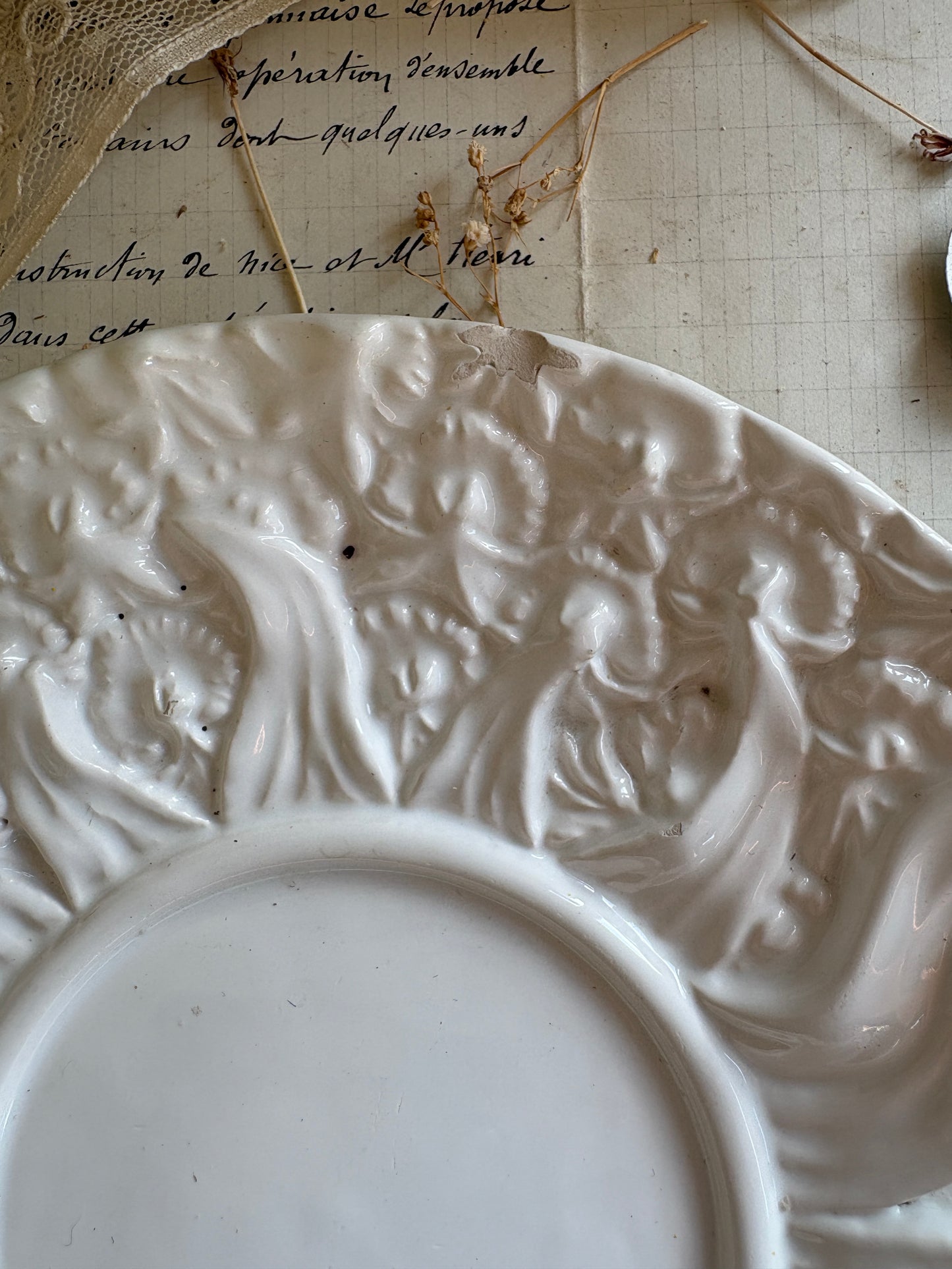 Portuguese Majolica Sunburst Relief Serving Dish