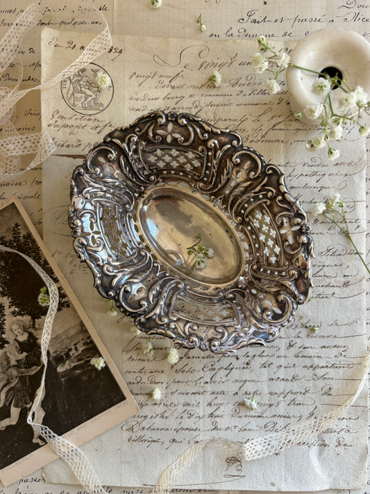 Antique Edwardian Sterling Silver Pierced Bon Bon Dish